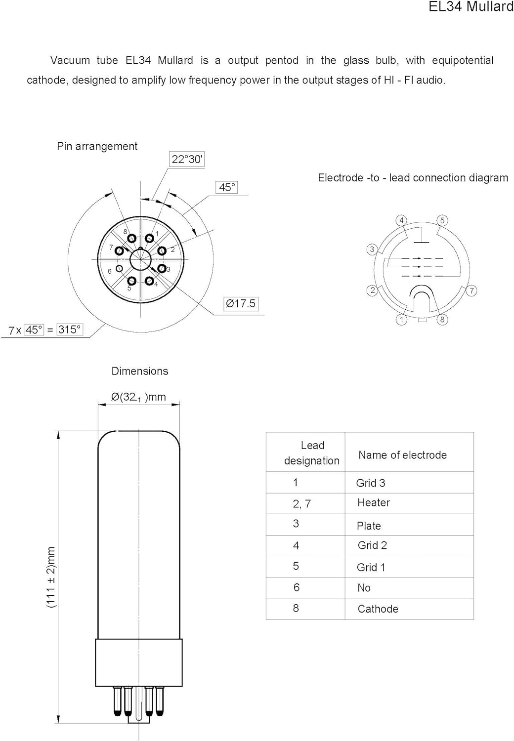 Mullard EL34 /MP Matched 2-Piece Straight/T Bi-Thermal 5-Pole Tube image number 3
