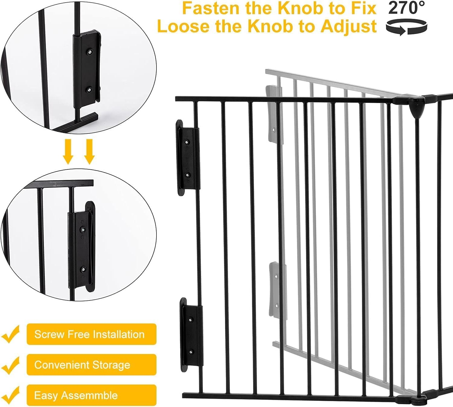 122"(310Cm) - Extra Wide Baby Gate Playpen for Toddlers and Pets Configurable Safety Fence with Walk-Through Door Adjustable for Large Openings Baby Gate Extra Wide Fireplace Baby Proofing, 5 Panels image number 2
