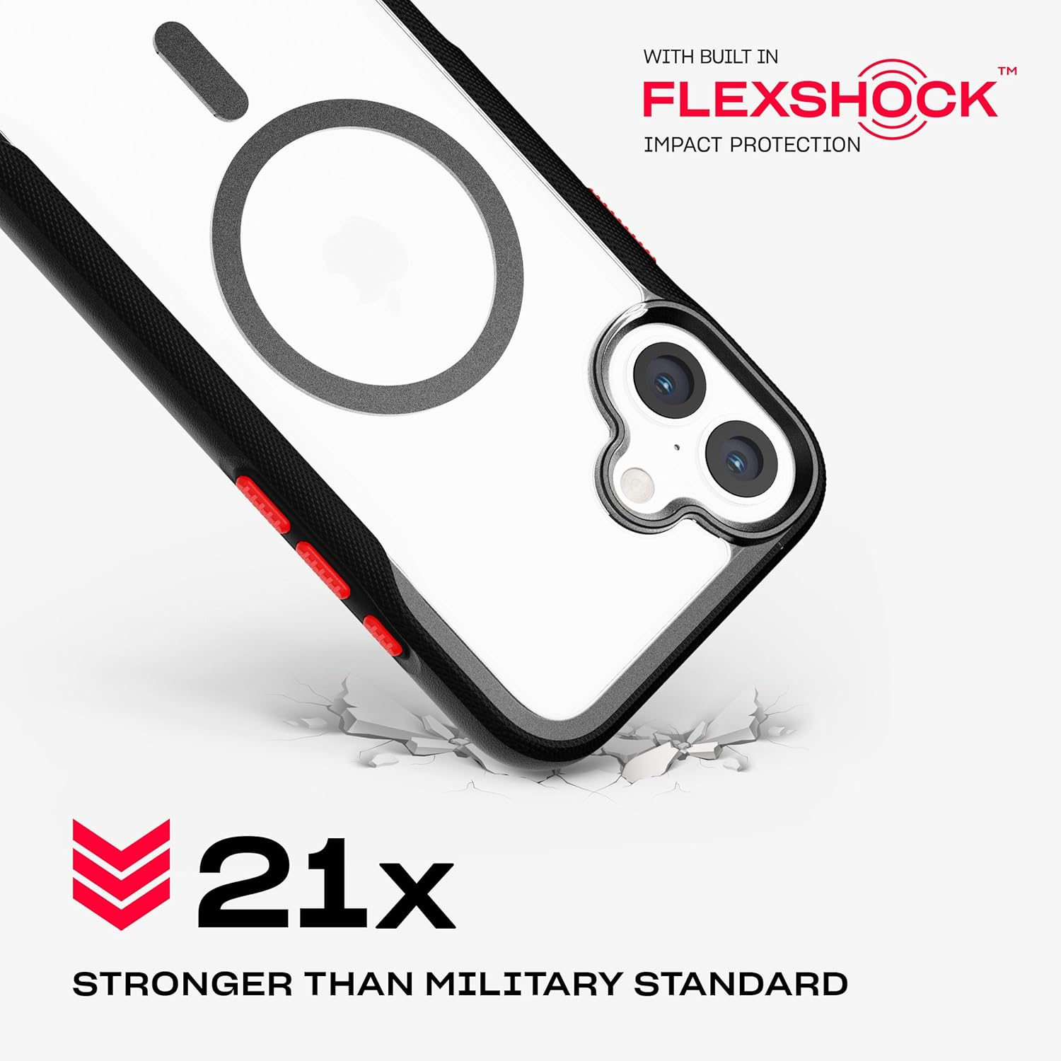 Tech21 Evopro Case Apple Iphone 16 plus - Compatible with Magsafe, Wireless Charging, Scratch-Resistant Shockproof Impact Protection Case 21X Military Standard Tested - Clear/Black - Black image number 3