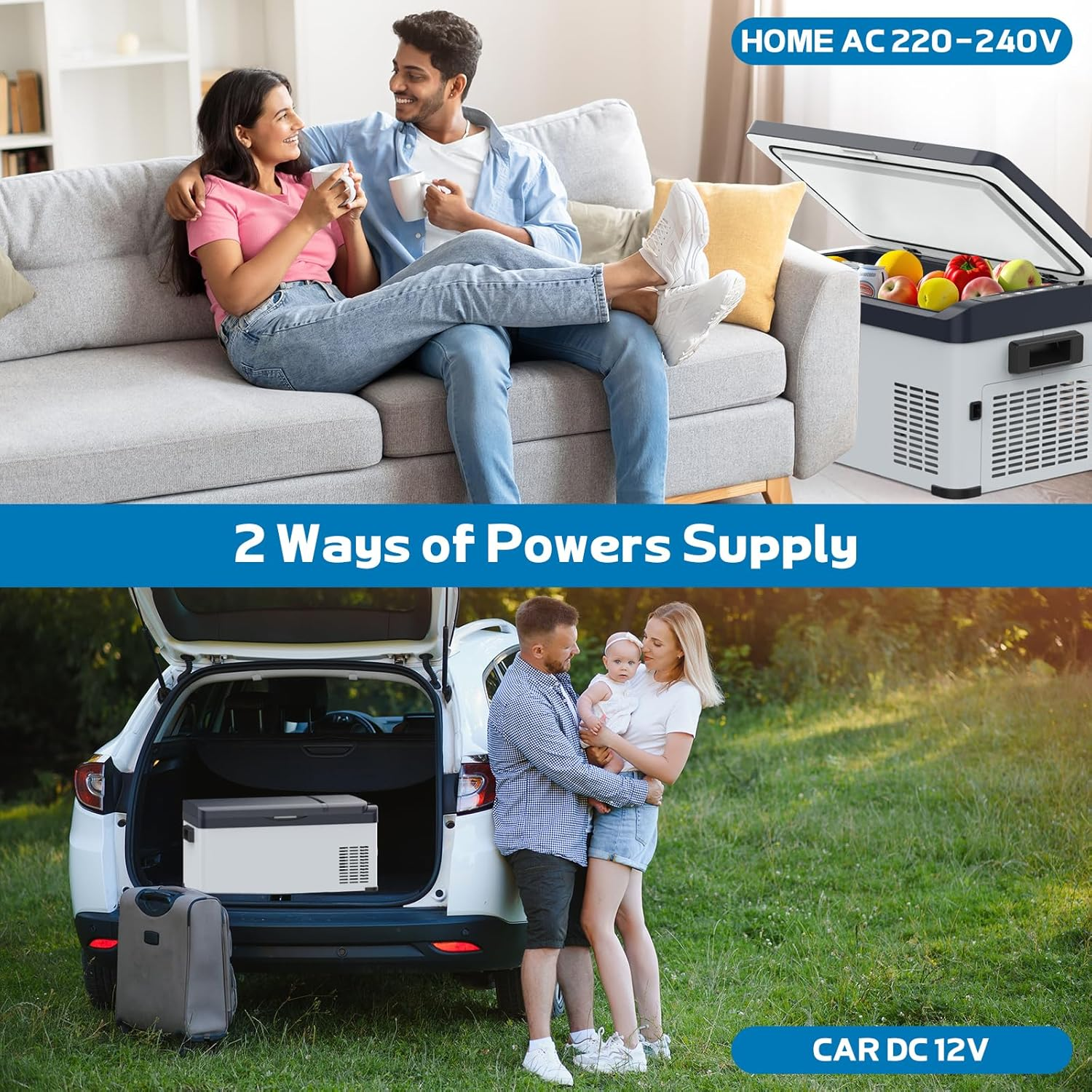 ADVWIN 12V Car Refrigerator, 20L Portable Car Fridge Freezer Compressor Cooler, 12V DC 220~240V AC for Truck Van RV Camper SUV Travel Camping Road Trips image number 1