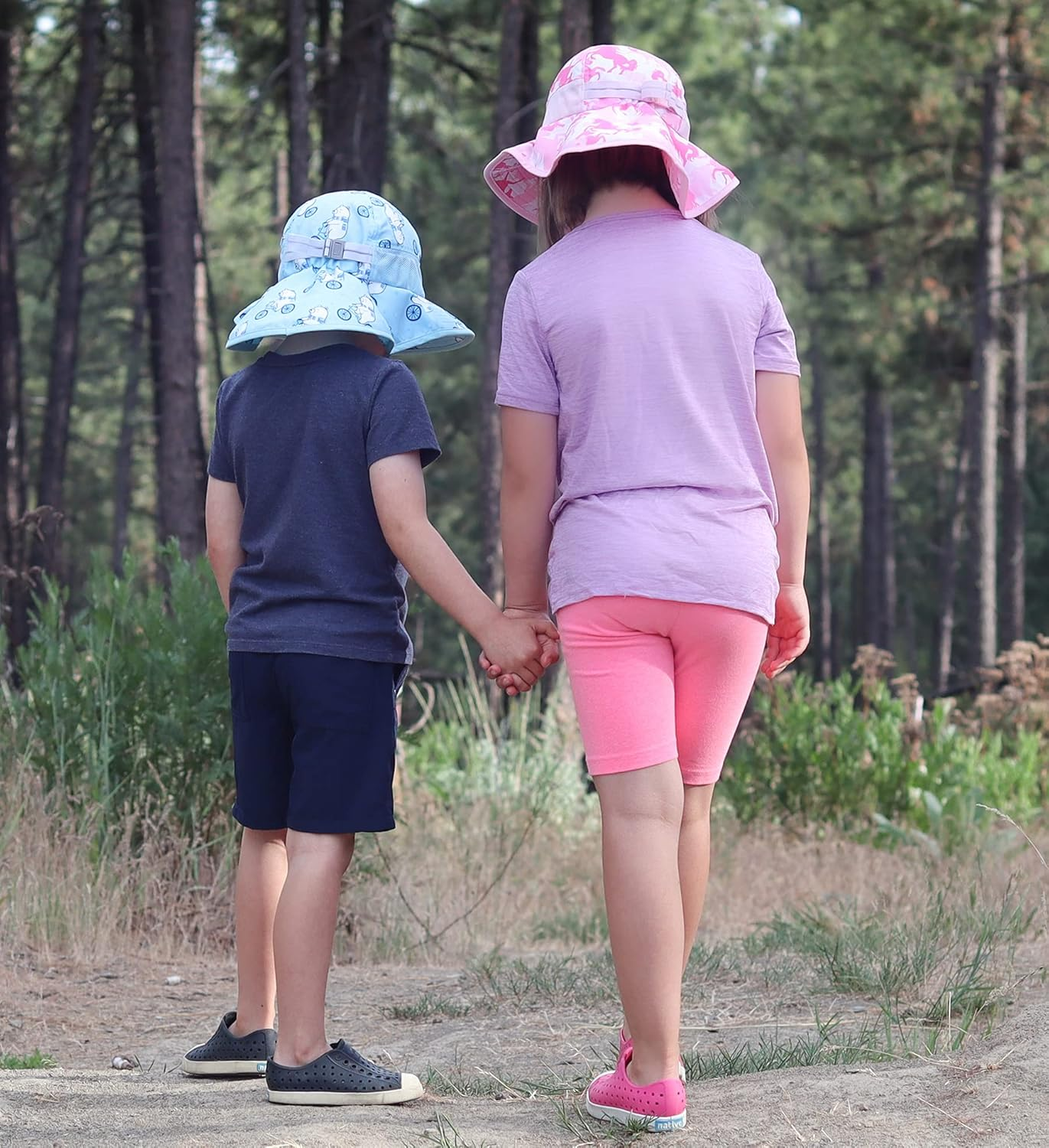 Icolor Kids Sun Hats Toddlers Upf50+Bucket Summer Beach Play UV Sun Protection Hats with Neck Flap for Ages 3~10 Boy Girls image number 1