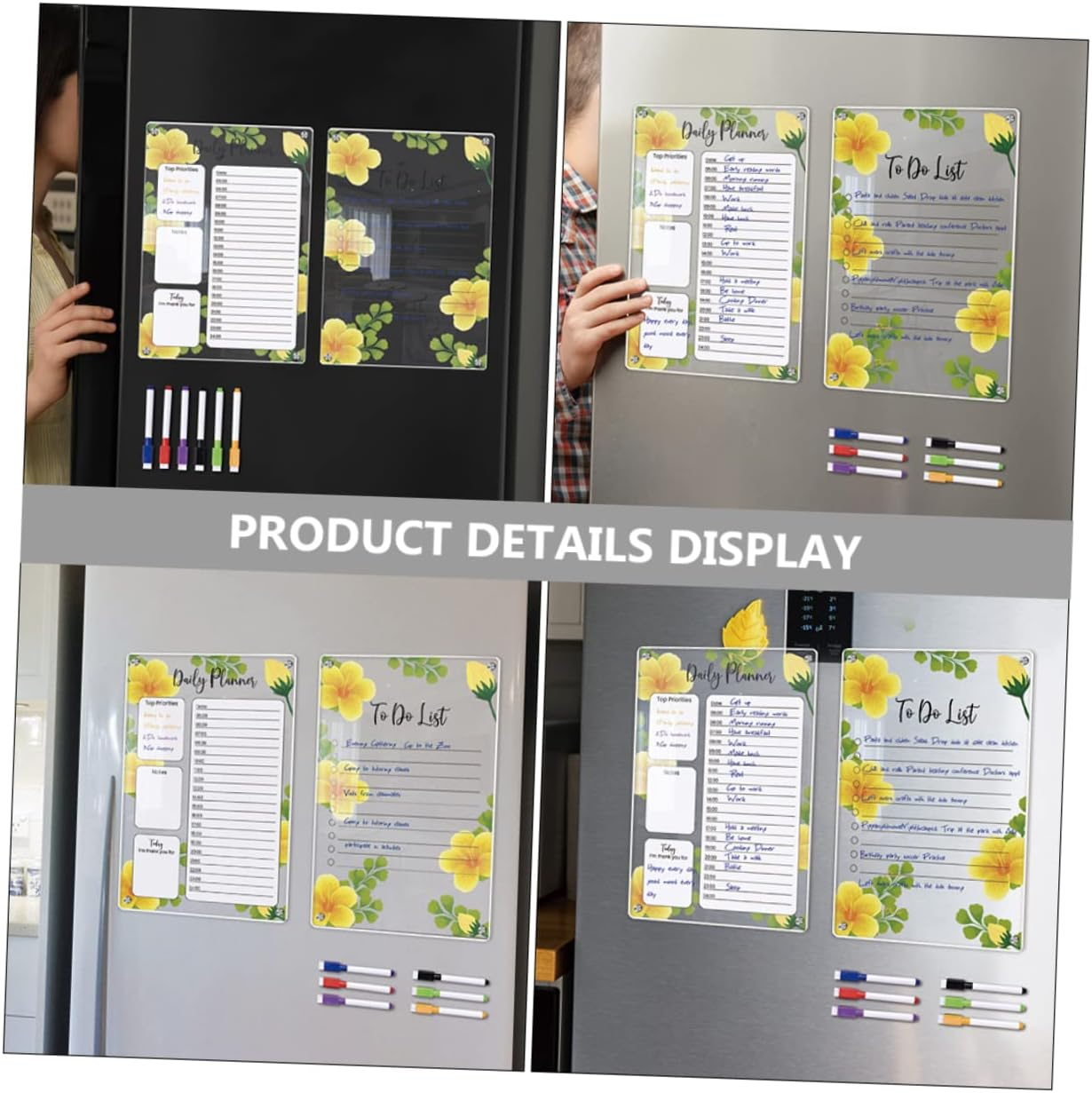 NAMOARLY Flower Magnetic Board for Fridge Acrylic Weekly Planner List Planning Board Magnetic Calendar Office image number 4