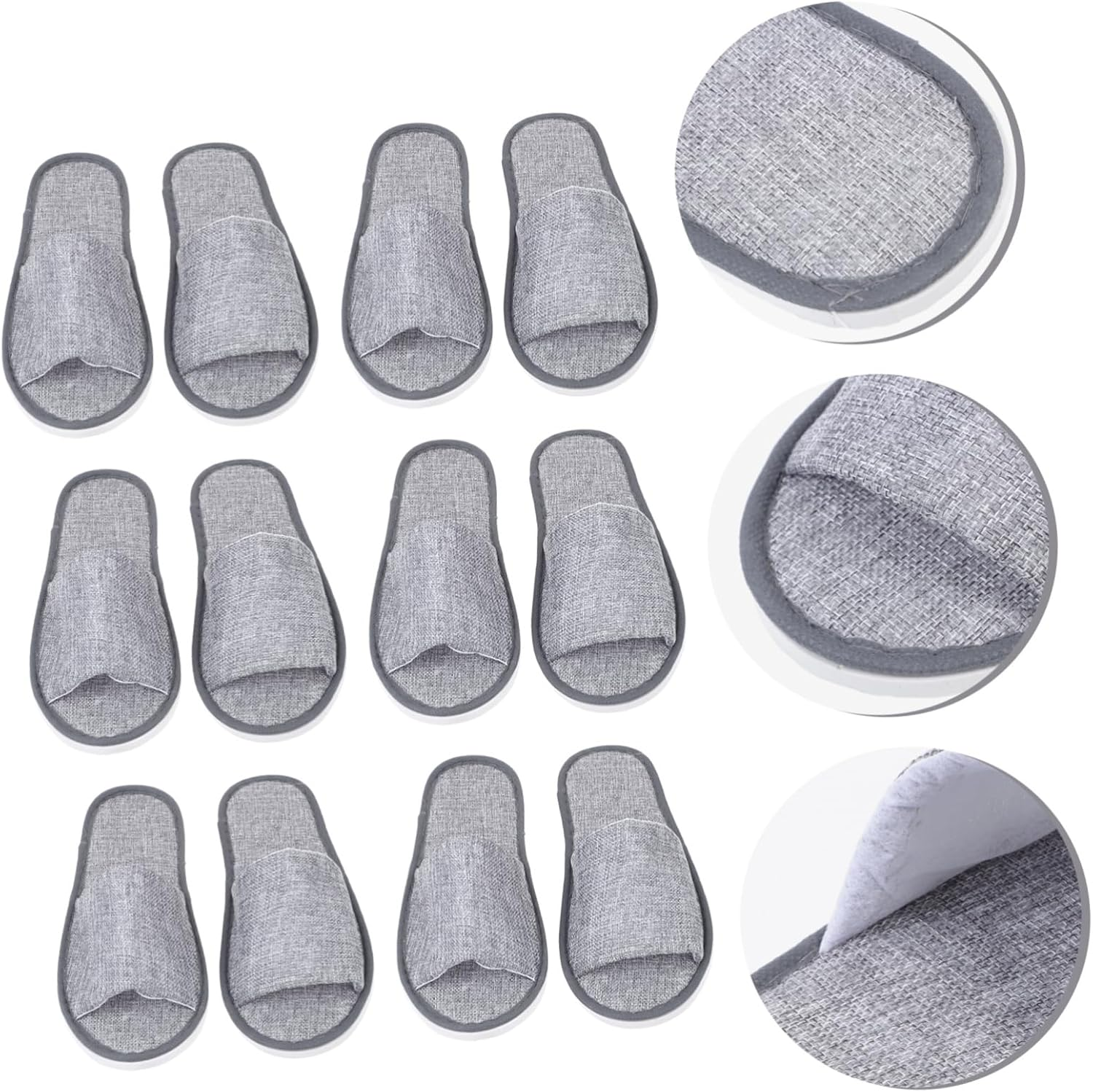 PENIKOKO 6 Pairs Disposable Skid Slippers Lightweight Breathable Open Toe Hotel Travel Necessity with Sole for Home Salon and Term Rentals image number 1