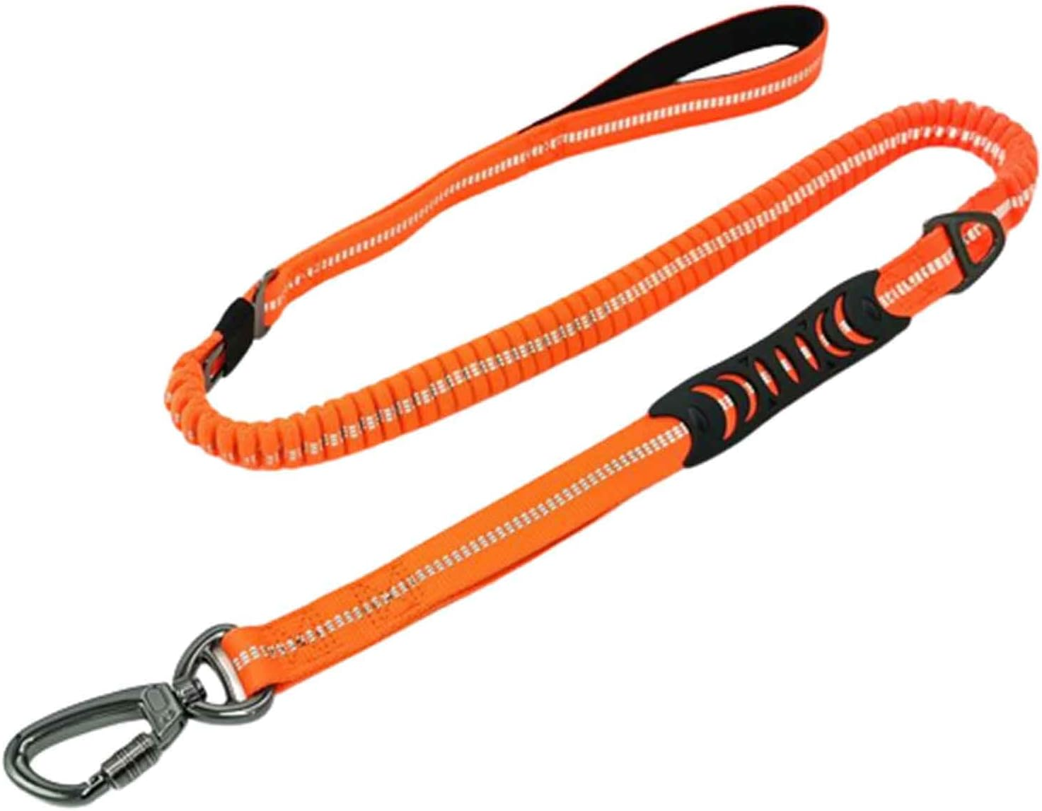 Rope Harnesses Dog Lead Dog Leads for Large Dogs for Medium Dogs Dog Leash Small Drawstring Hook and Loop Padded Double Handles Elasticity Reflective Strips 135CM (2.5X135Cm,Orange) - Black image number 3