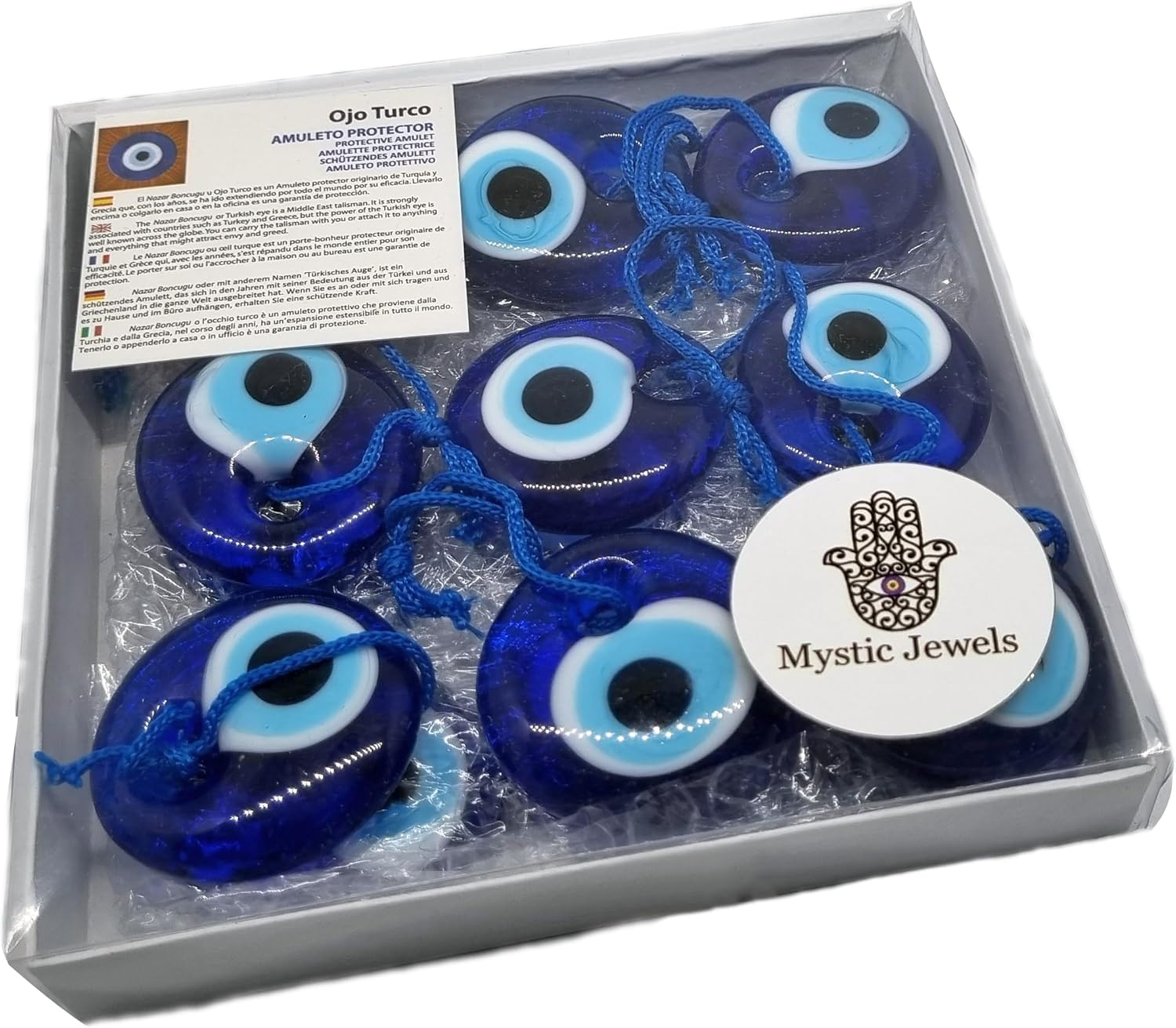 Turkish Eye Hanging Glass Evil Eye Blue Good Luck 4Cm Diameter with Water and Thread, Nazar Boncuk, Evil Eye (9) image number 1