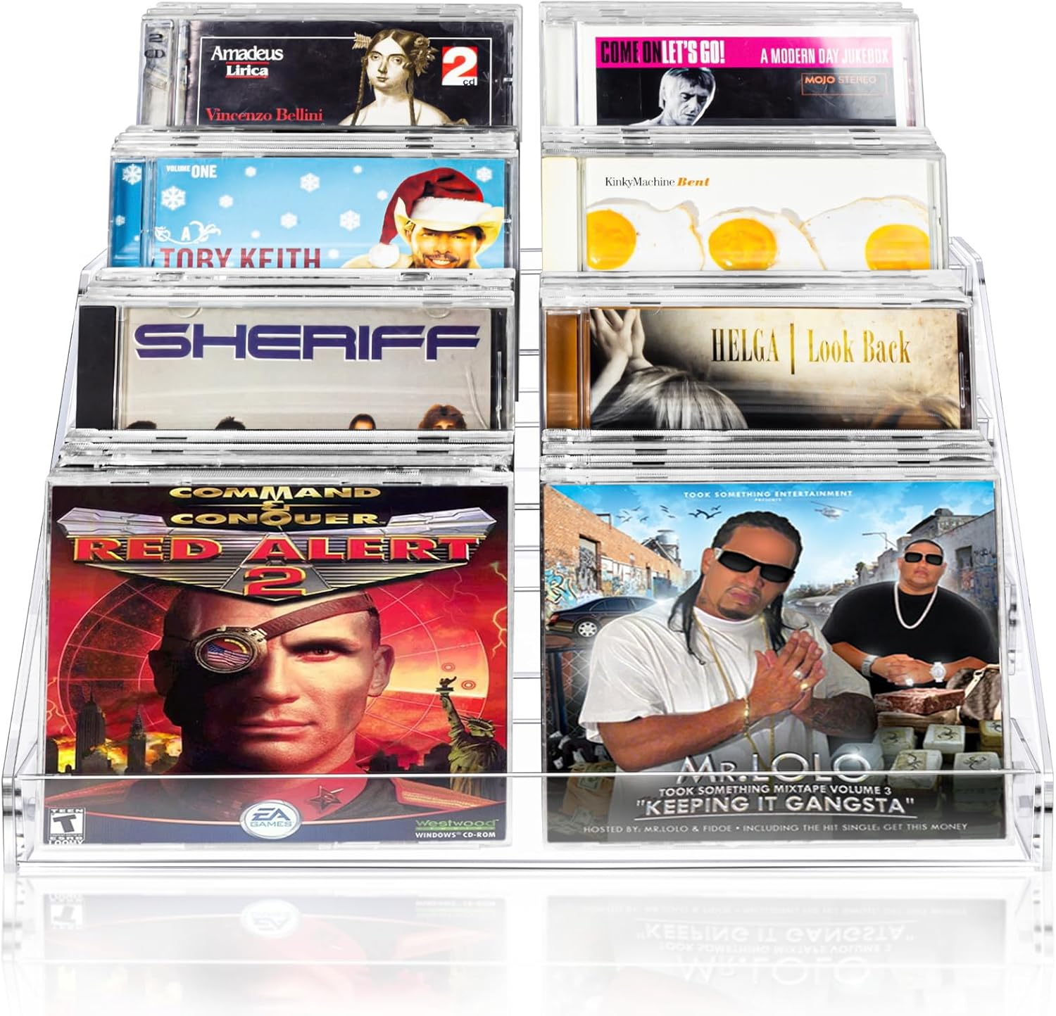 Vowcarol 4-Tier CD Storage Organizer, Dvd Case Holder Organizer CD Holder for 32 CD Jewel Cases image number 3