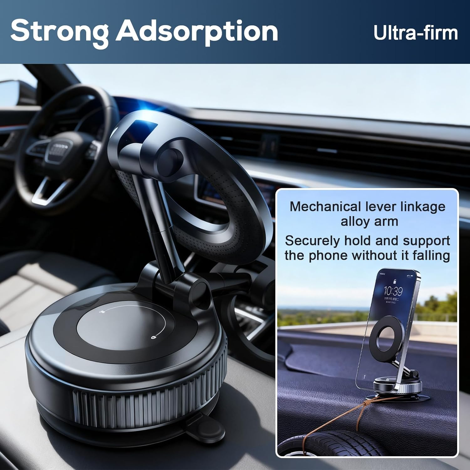 Car Phone Holder for Iphone, Magsafe Car Mount with 360&deg; Adjustable Magnetic Suction Cup, Foldable Pocket Size Cell Phone Holders for Car Accessories image number 1