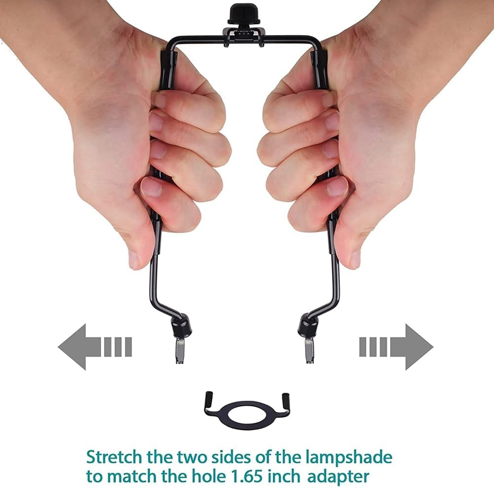 Shusmda 2Piece Lamp Shade Harp Holder 7Inch E14,E26,E27 Light Base Adapter Black Horn Frame Lampshade Bracket image number 3