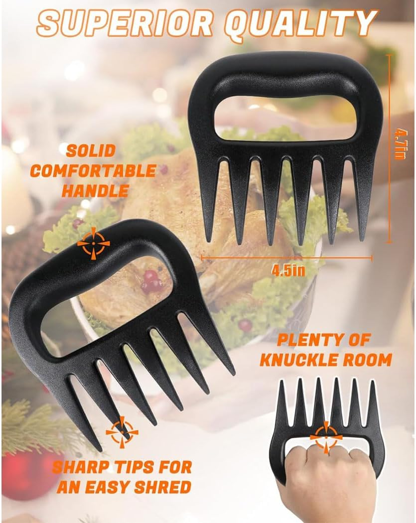 Meat Claws for Shredding,Barbecue Claws for Pulled Pork,Grill Smoker Meat Paw Claws, BBQ Claws Shredding Carving & Handling Foods,Bbq Grilling Gifts for Men,Black image number 6