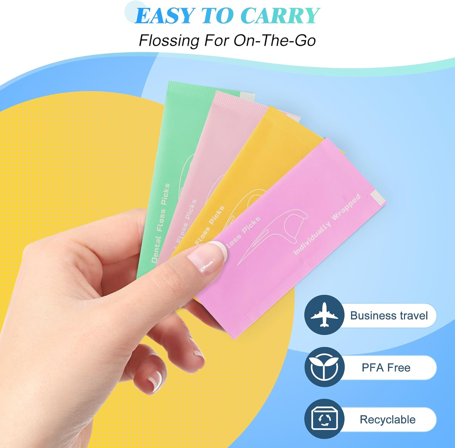 Individually Wrapped Floss Picks, Multi-Color Oral Care Flossers for Adults with Handy Case, Mini Disposable Dental Floss Singles Bag for Travel, Hotel, Restaurant, Office, Car, Wedding - 2Case image number 1