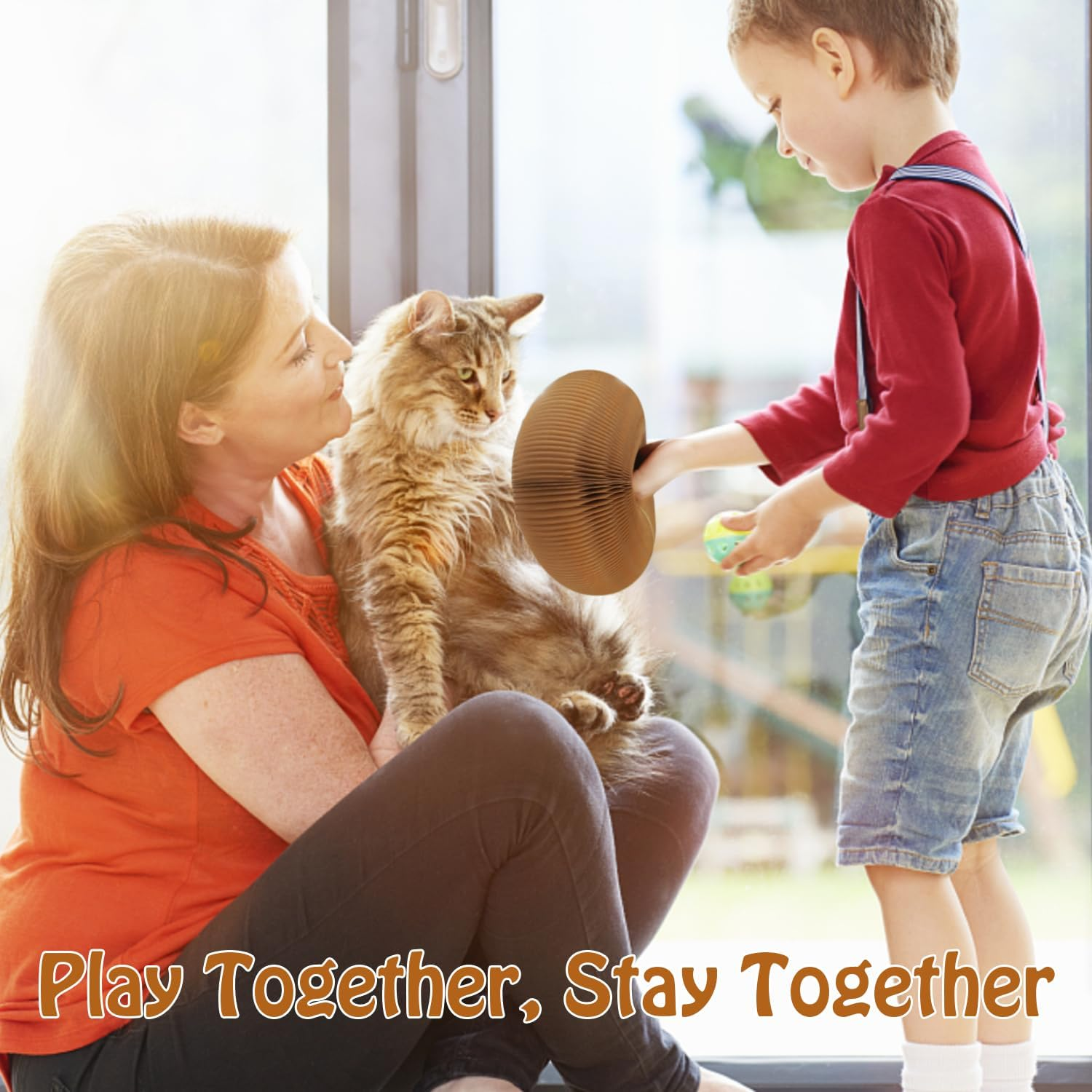 Dosanlues Magic Organ Cat Scratcher Board with 2 Bell Ball, Cat Ball Adventure the Ultimate Interactive Mental Physical Exercise for Indoor Cats Toy