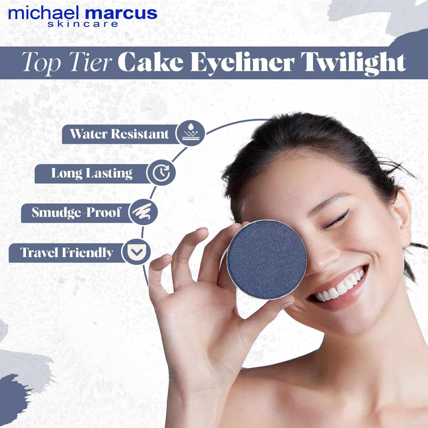 Michael Marcus Cake Eyeliner - Water Activated Dry Pressed Eyeliner - Long-Lasting, Vibrant Color, Smudge Resistant - Cruelty Free Paraben Free (Twilight) image number 3