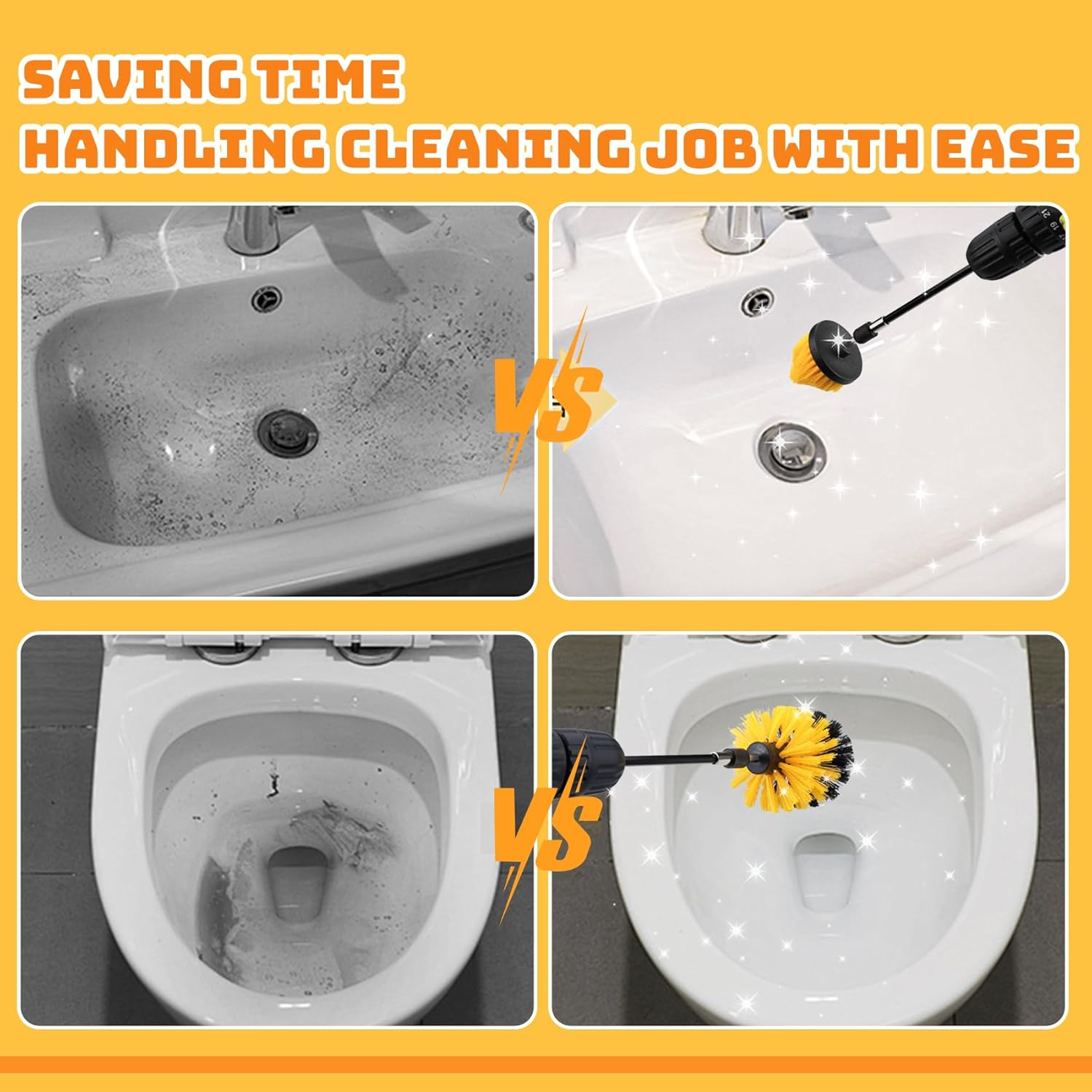 5 Pcs Drill Brush Kit, Drill Brush Attachment Set for Car Carpet, Cleaning Brush Supplies Kit for Bathroom Surface, Floor Mat, Car Detailing, Drill Scrubber Brush Kit Accessories for Cleaning Wheels image number 3