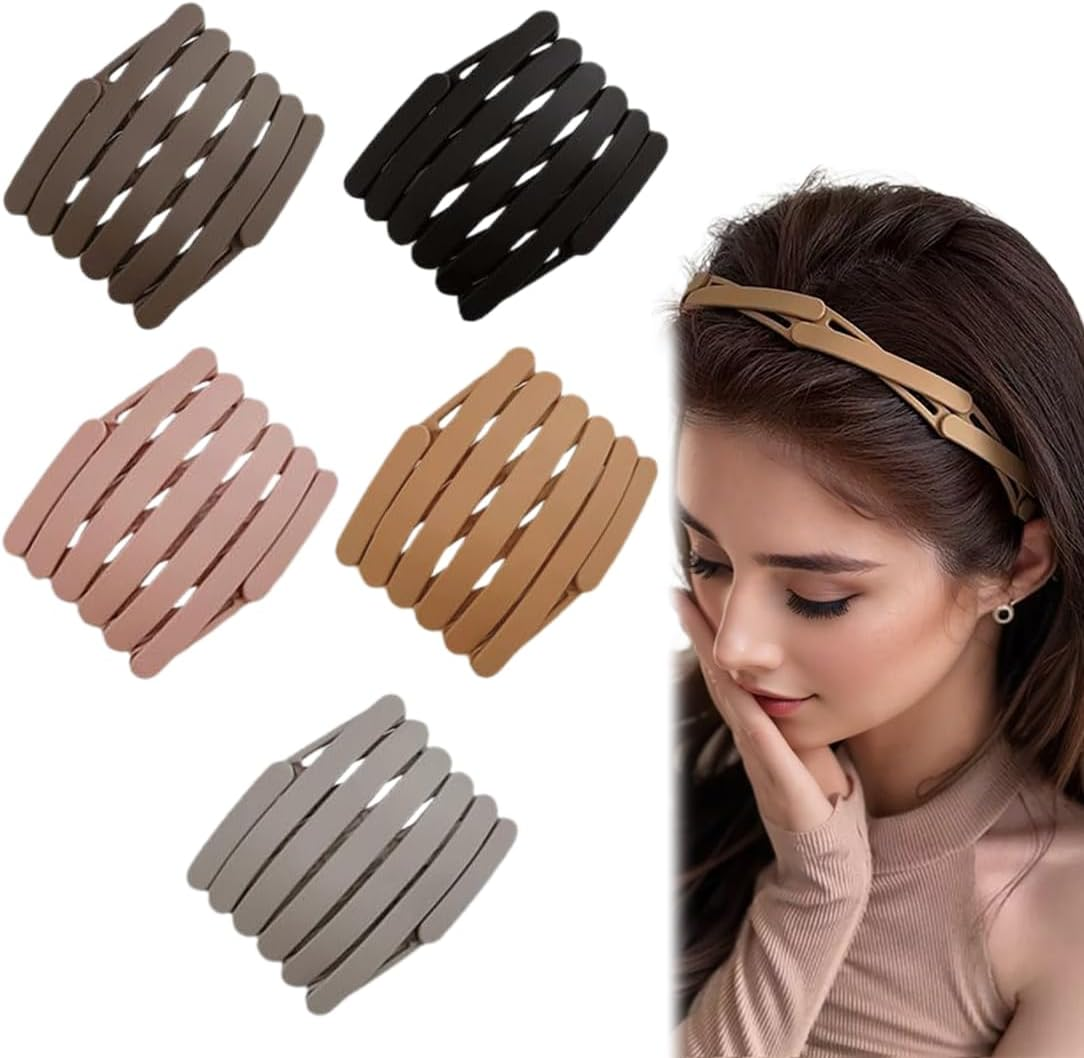 Set of 5 Women'S Headbands, Telescopic Foldable Headband, Plastic Headband, Headbands, Hair Band for Girls and Women image number 1