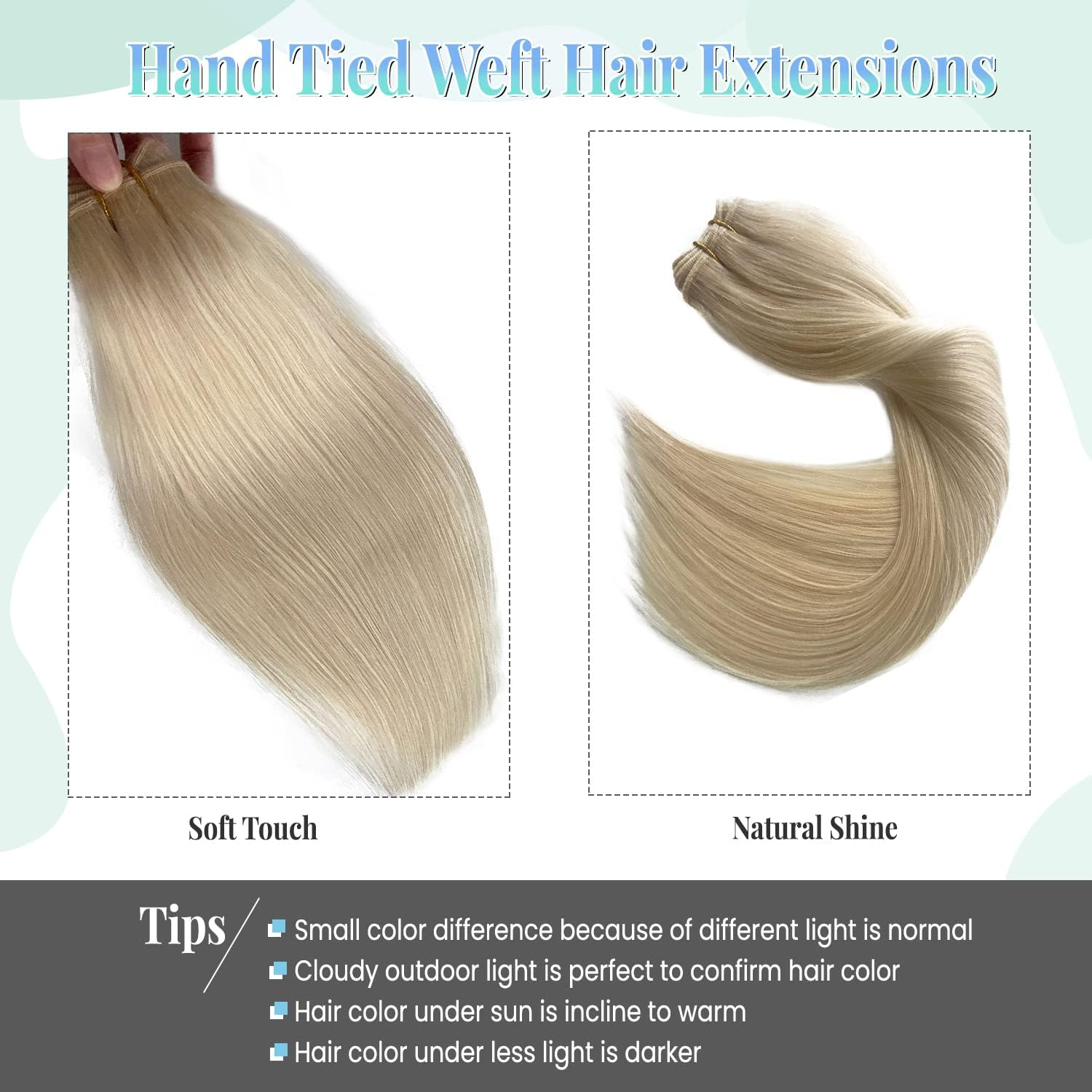Ubetta Weft Hair Extensions Human Hair, Blonde Sew in Hair Extensions Real Human Hair, 16 Inch 100G Hand Tied Weft Hair Extensions Human Hair Weave Bundles for Women