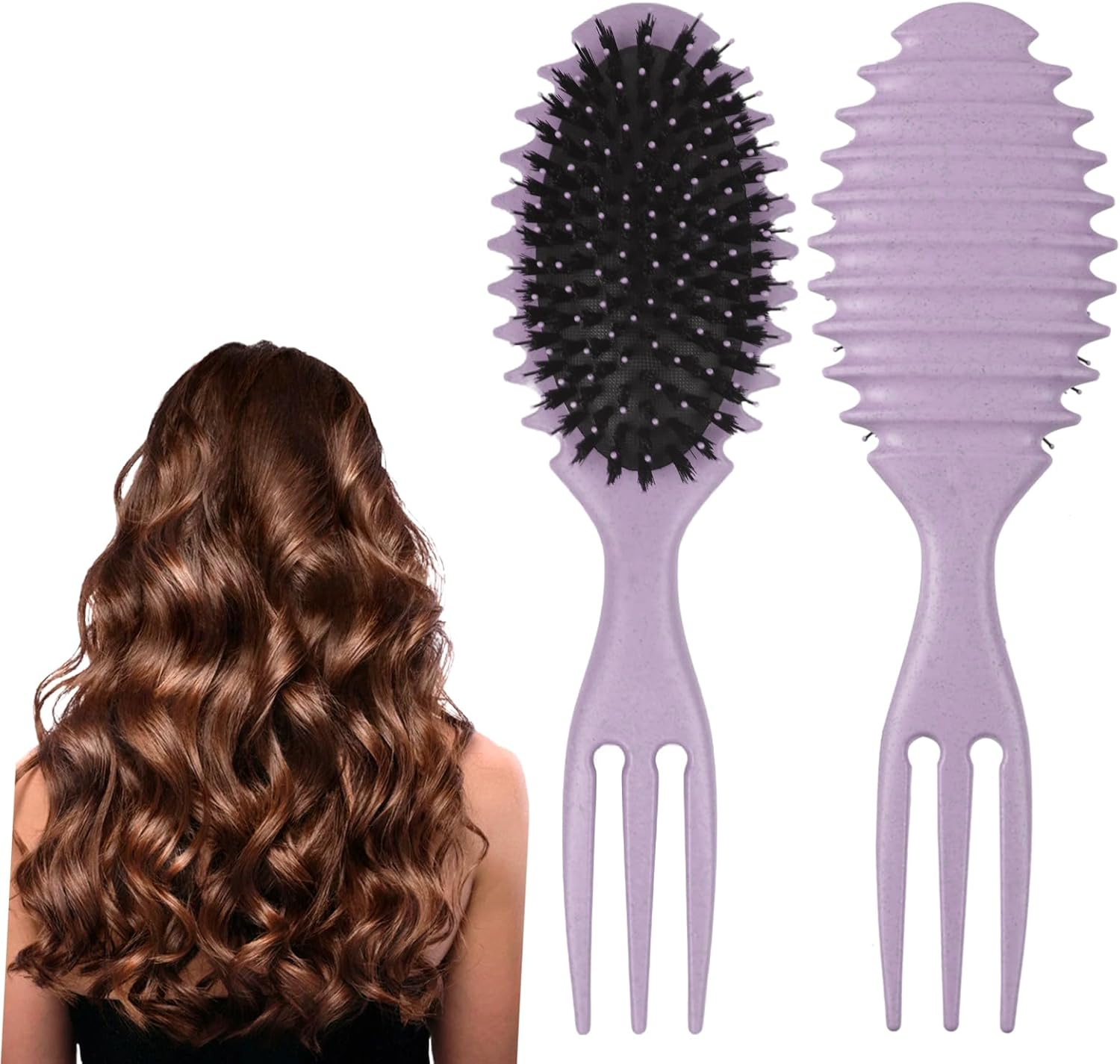 Boperzi Curly Hair Brush, Curl Brush, Boar Bristle Hair Brush Styling Brush, 2024 New Curly Hair Brush for Detangling for Combing Men and Women (Pink)