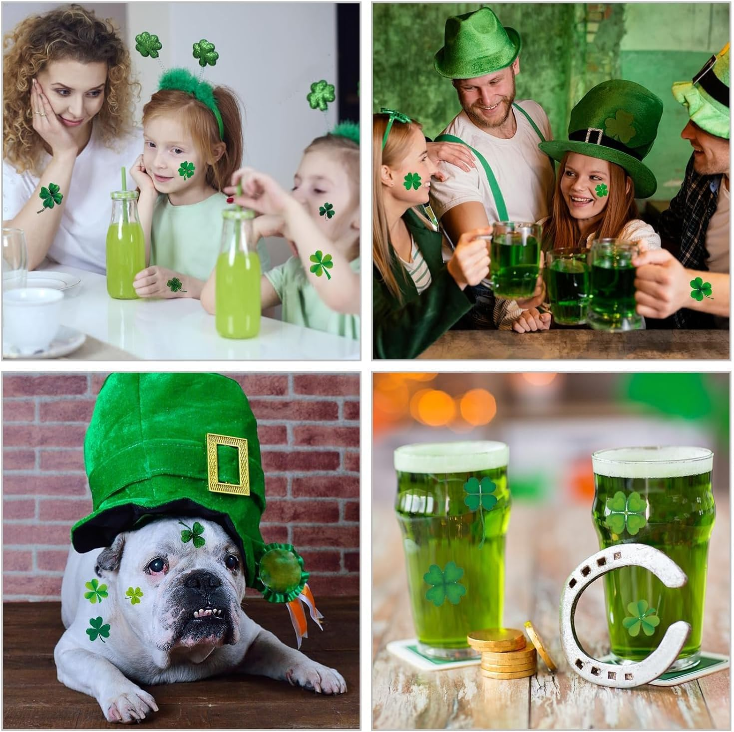St. Patrick'S Day Shamrock Temporary Tattoos & Face Stickers, Waterproof Saint Patrick'S Day Clover Tattoos Art Make up Deco Irish Party Favors，Face Tattoos，Temporary Tattoo Stickers image number 5