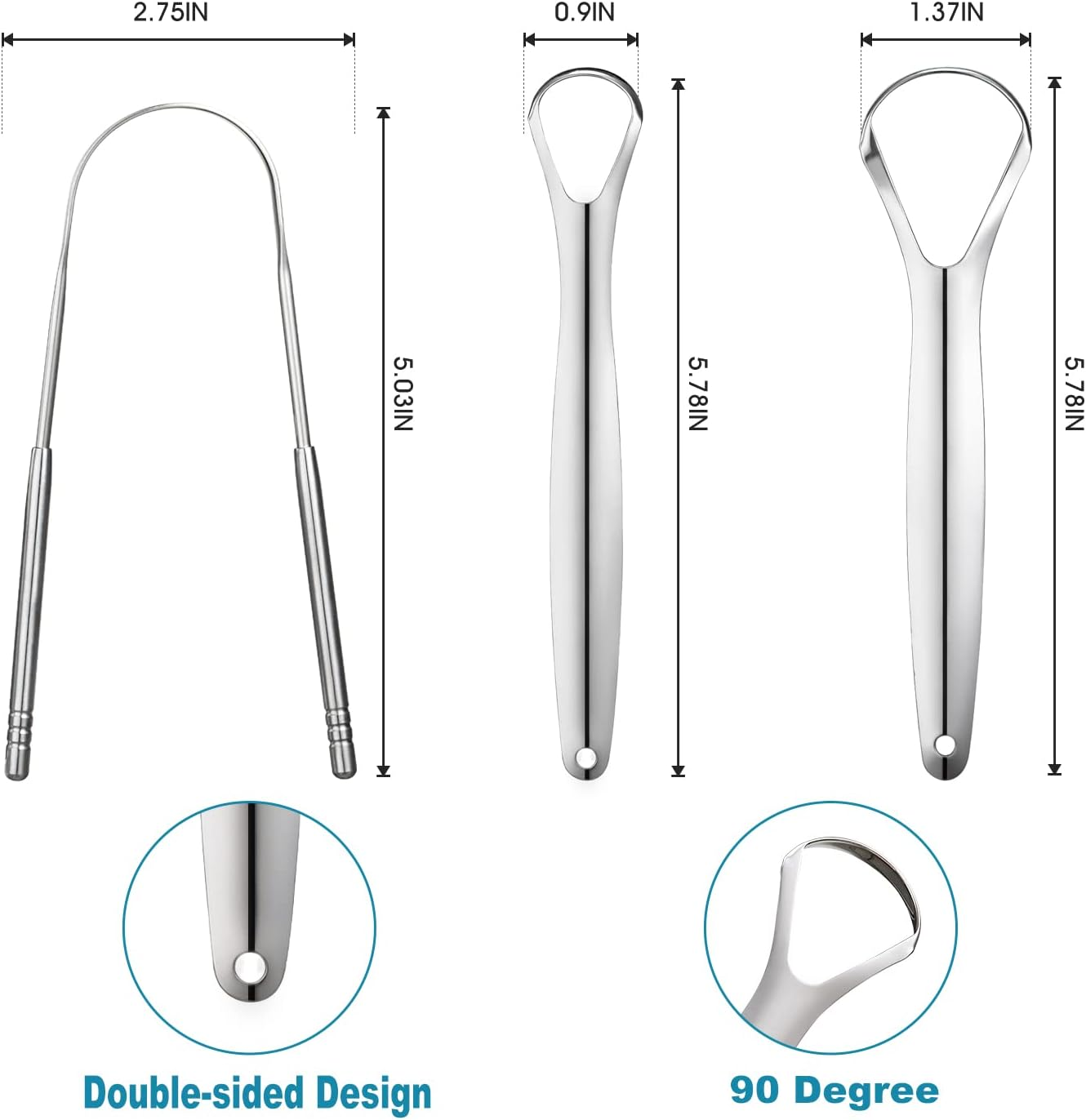 Tongue Cleaner, Portable Tongue Cleaner, Stainless Steel, Easy to Use, Tongue Scraper for Adults and Kids, Professional Tongue Scraper for Fresh Breath in Seconds image number 2