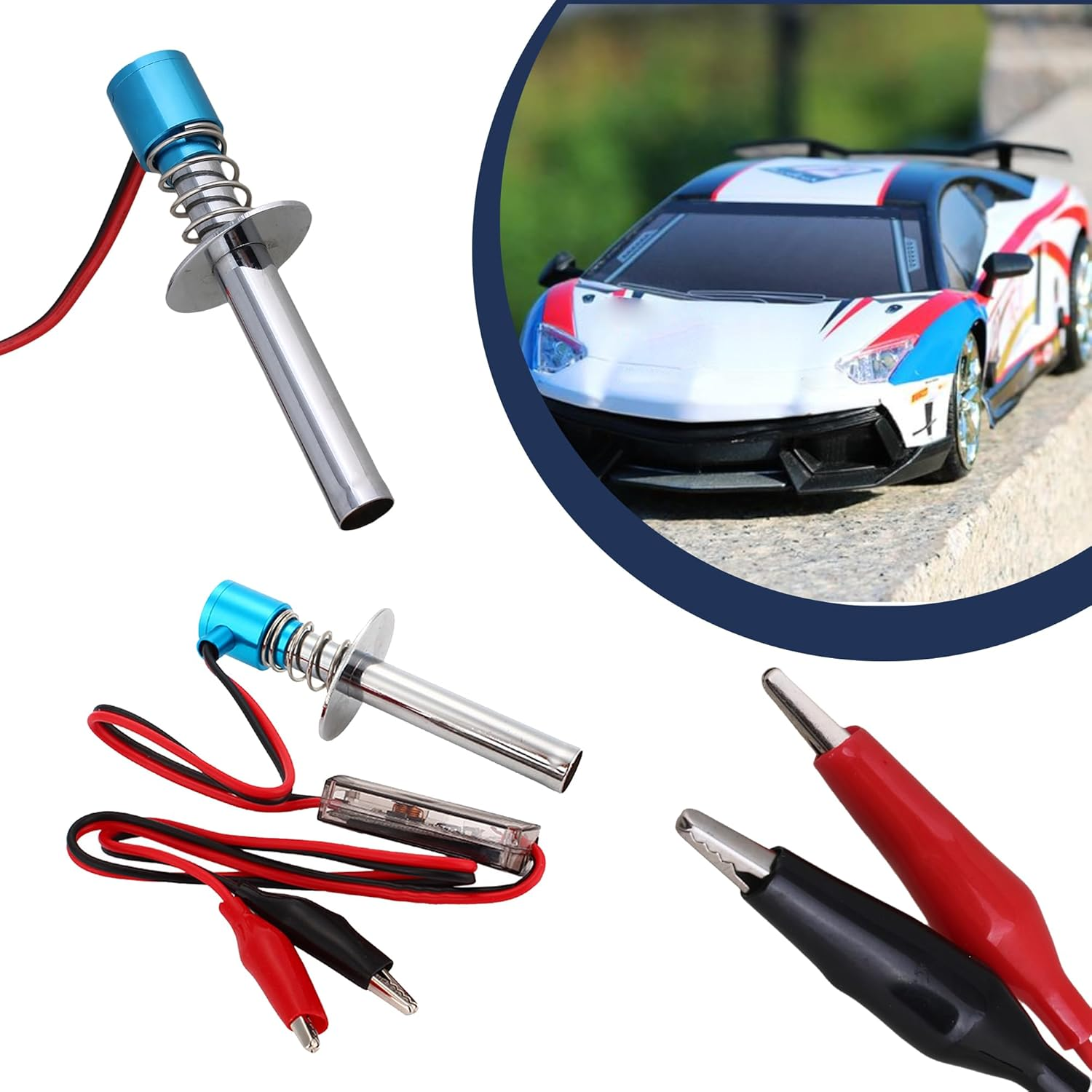 Plastic+Metal Upgrade 6V-24V Accessory Glow Plug Starter Igniter for RC Car Blue Upgrade Parts Igniter