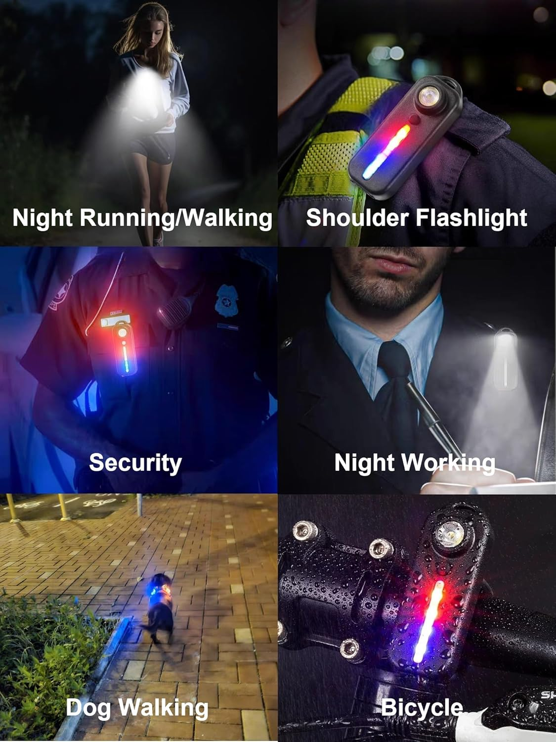 Running Light for Runners, Clip on Flashlight Rechargeable Safety Light for Walking at Night, Hands Free Emergency LED Flashlight for Night Warning Running Camping Fishing Hiking Walking Dog