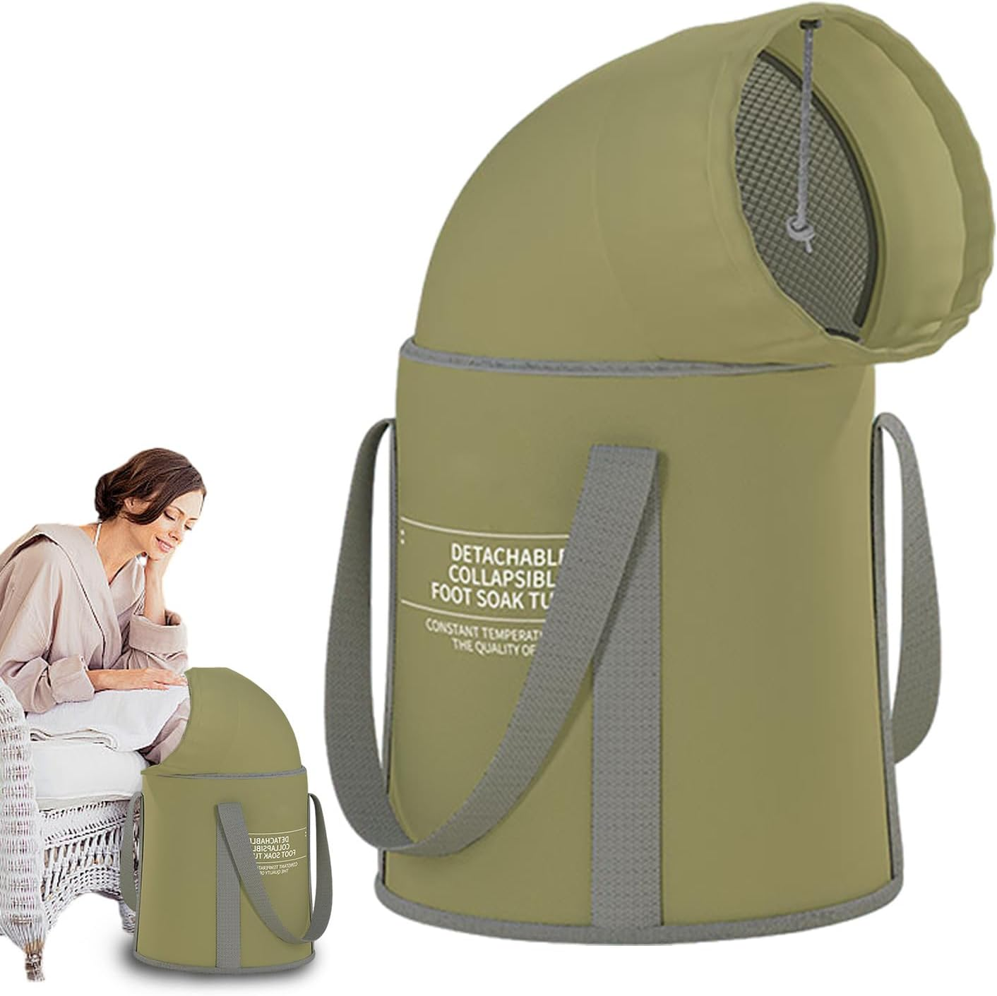 Foot Soaking Bucket | Foldable Foot Bath Basin Bag,Feet Soaking Tub, Foldable Pedicure Bag, Portable Foot Soak Foot Tub with Handle, Foot Spa Bucket for Laundry, Camping, Travel Pouxa