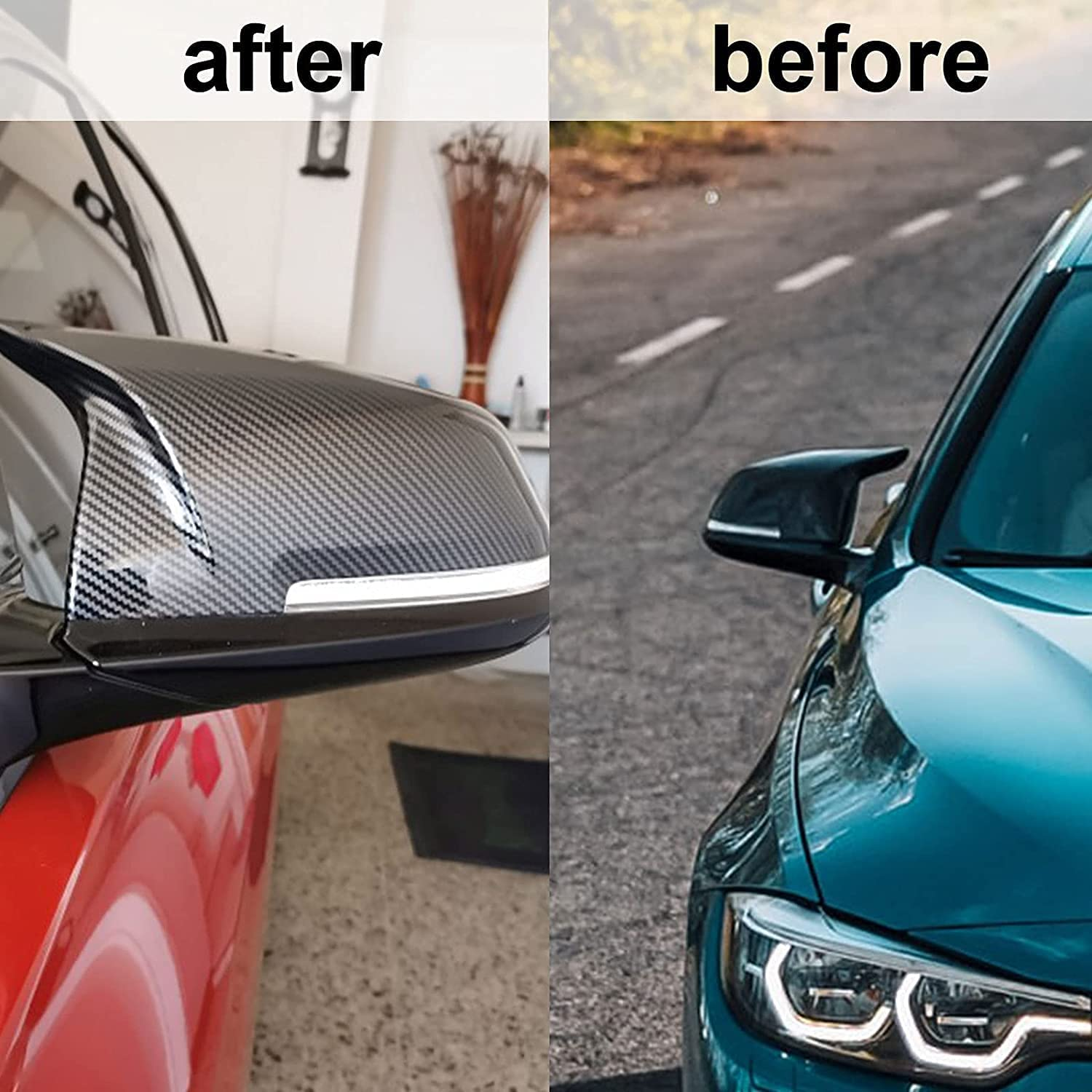 Door Rearview Mirror Cover Cap Replacement for BMW F20 F22 F23 F30 F31 F32 F33 F36 F87 M2 X1 E84 (Carbon Fiber) image number 2