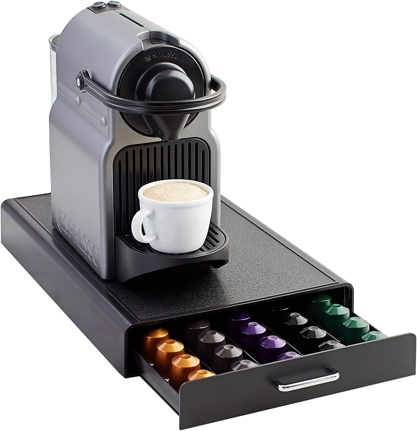 Amazon Basics Nespresso Originalline Coffee Pod with 1 Storage Drawer Holder, 50 Capsule Capacity, Black image number 2