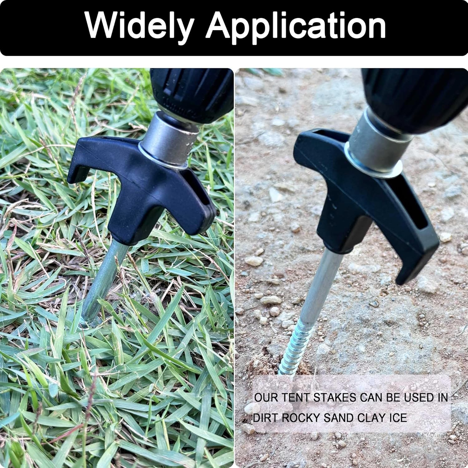 Youshangding Camping Tent Stakes, Super Heavy Duty Screw Steel in Ground Camping Outdoor Pegs, with Storage and Drill Adaptor (10PCS) image number 1