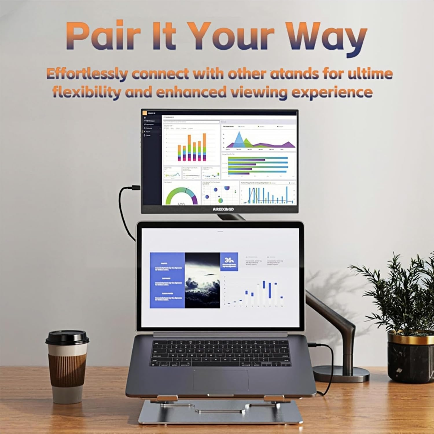 AIREIXINGD 15.6'' Portable Monitor FHD 1080P Kickstand Portable Laptop Monitor IPS Computer External Screen USB C HDMI Display for PC MAC Phone Xbox PS5 image number 6