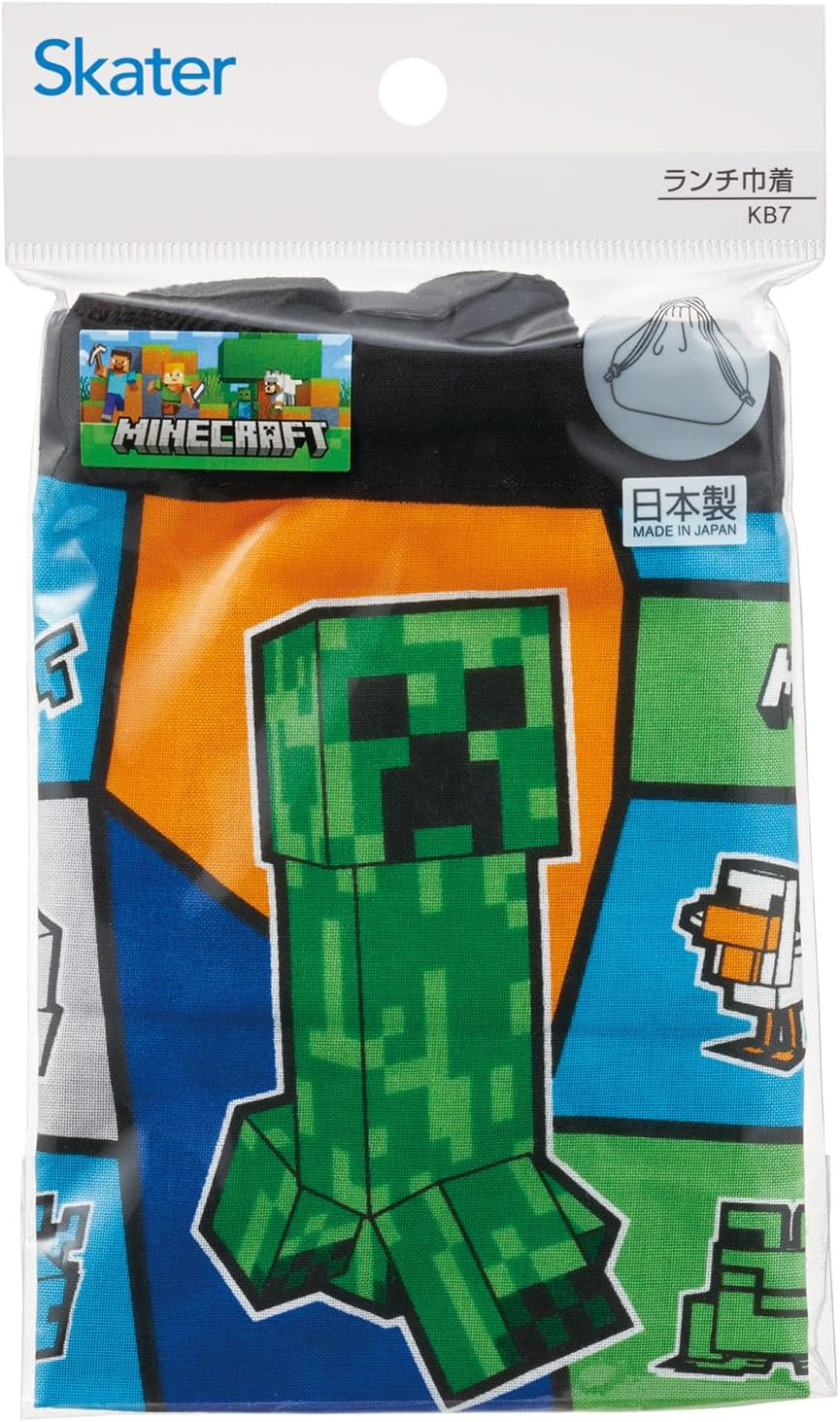 Skater KB7 Minecraft 25 Minecraft Boys' Lunch Bag Drawstring Bag, Made in Japan image number 1