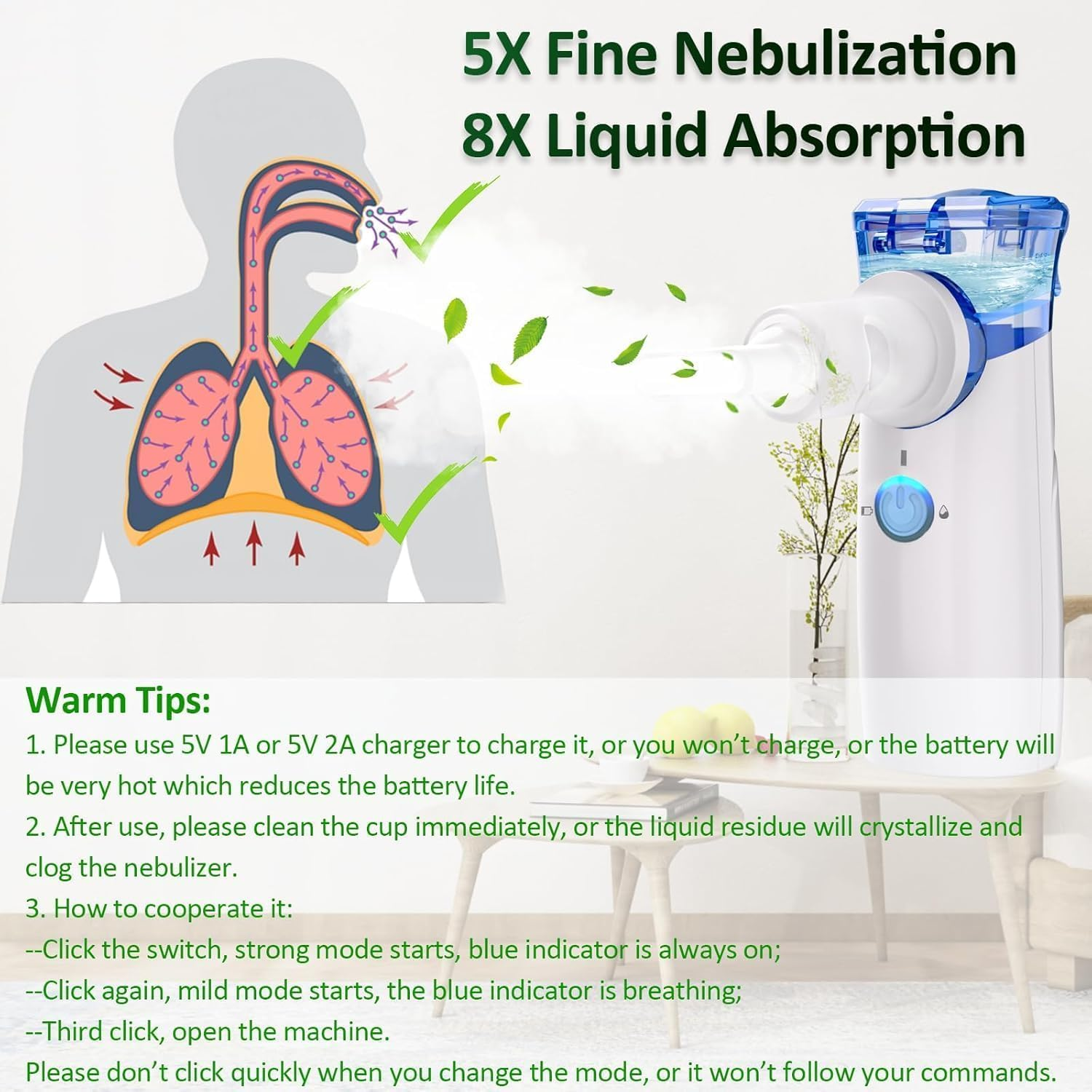 Nebulizer, Nebulizer Machine for Adults, Portable Nebulizer for Kids, Rechargeable Nebulizer with Adjustable Nebulization Rate, FSA HSA Nebulizer Home