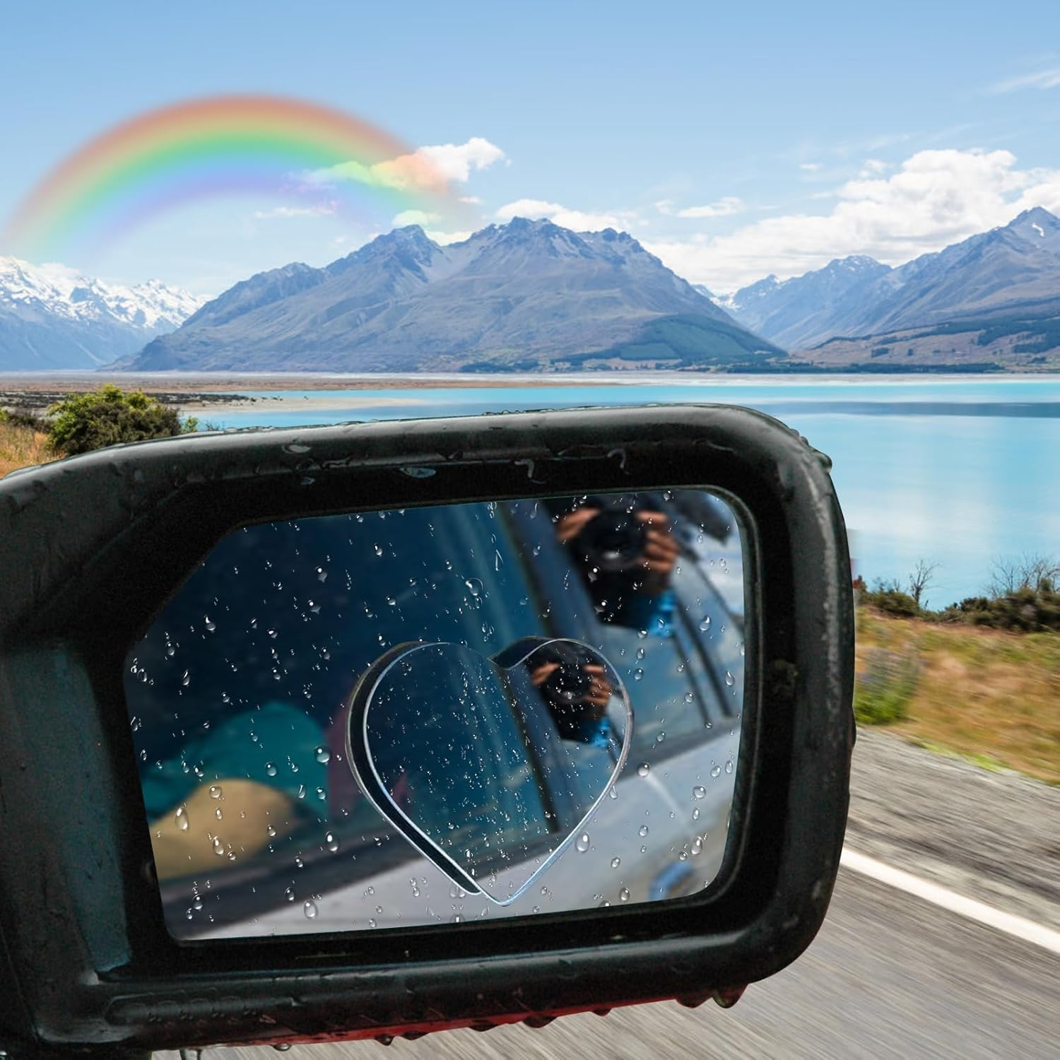 2 Sets Heart Shaped Blind Spot Mirror - Cute Car Accessories, HD Convex Rearview Mirror Set, Universal Stick-On Side Mirror for Cars, Suvs, Trucks, Frameless Design with Wide Angle for Enhanced Safety image number 3