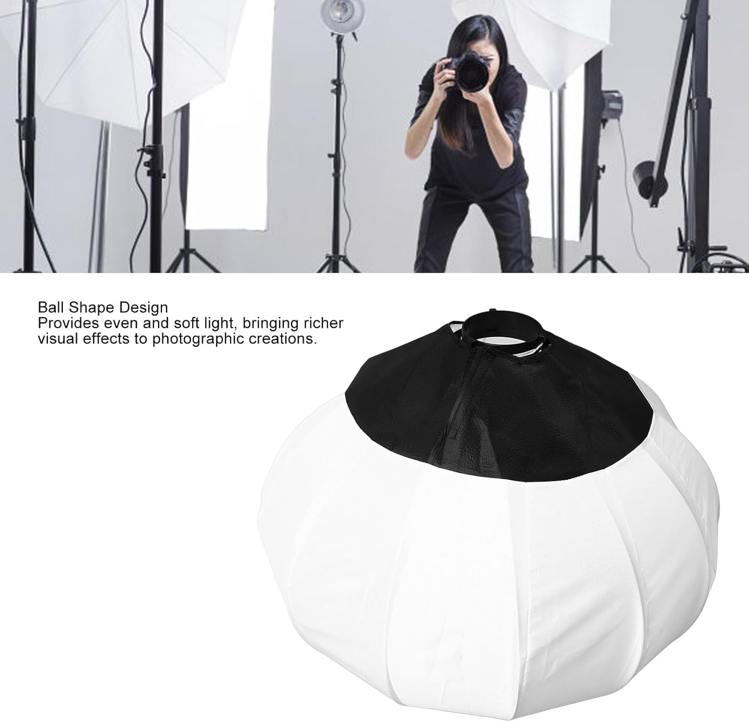 Tbest Lantern Softbox Ball Shape Soft Light Modifier 65Cm Large Portable Photography Video for Live Streaming Recording Sturdy Cloth Plastic Metal image number 4