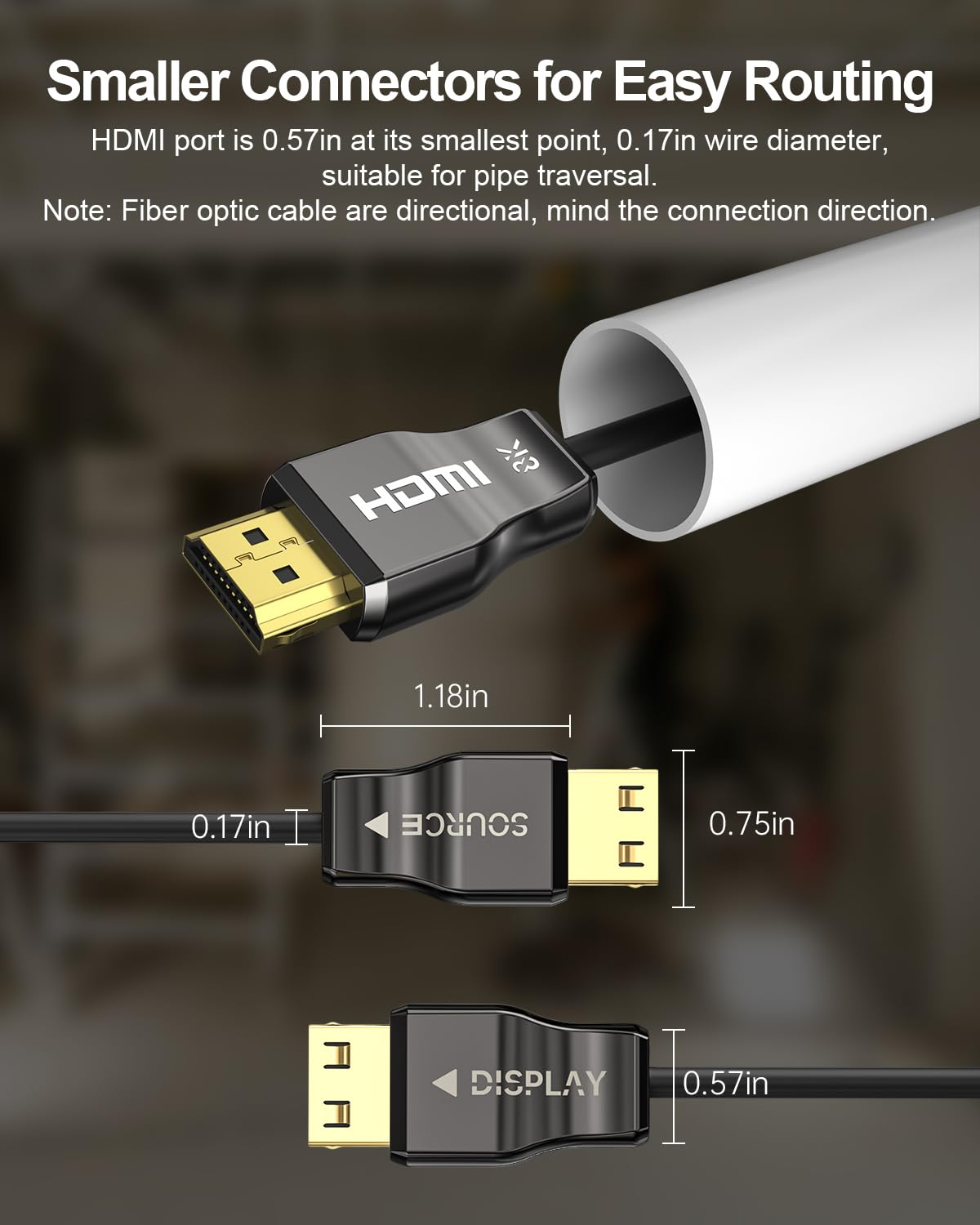 8K Fiber Optic HDMI Cable CL3 Rated 15M,Hdmi 2.1 Cable with Lock Design,48Gbps, 8K@60Hz 4K@120Hz,Earc, Dolby, HDCP 2.2&2.3,Compatible with Tvs,Displays,Desktop,Laptops,Projectors,Game Consoles Etc image number 4