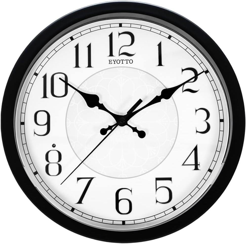 Eyotto Night Light Wall Clock for Bedroom, Illuminated Wall Clocks Battery Operated Glow in the Dark Lighted Clock for Bedroom, Living Room, Kitchen, Office, Easy to Read Large Display, 12Inch image number 1