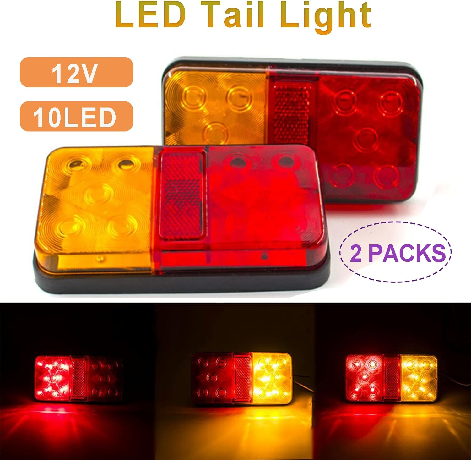 2Pcs 12V 10LED Car Tail Light Trailer Caravan Truck Indicator Lamp image number 2