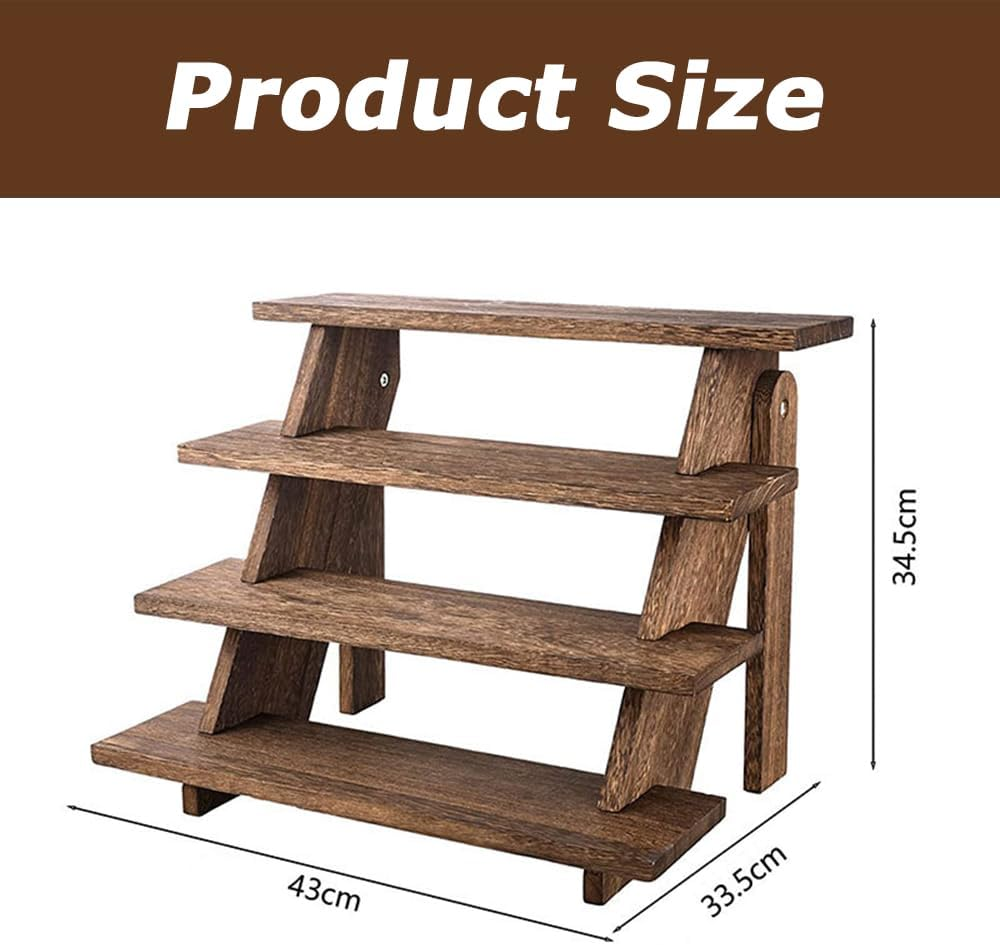 4-Tier Wooden Display Shelf, Desktop Tiered Plant Stand, Space-Saving Tabletop Organizer Rack, for Small Spaces Books & Decor (43 X 33.5 X 34.5CM) image number 2