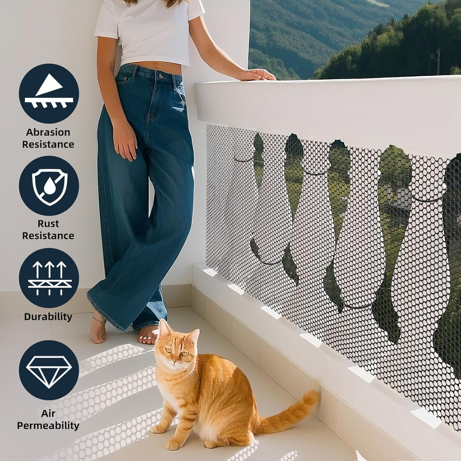 Chicken Wire Mesh Roll with 100 Pcs Fixed Straps, Heavy Duty Garden Plastic Fencing Net, Durable Rust-Proof Poultry Breeding Fence & Temporary Yard (40Cm X 12M (8Mm Holes)) image number 4