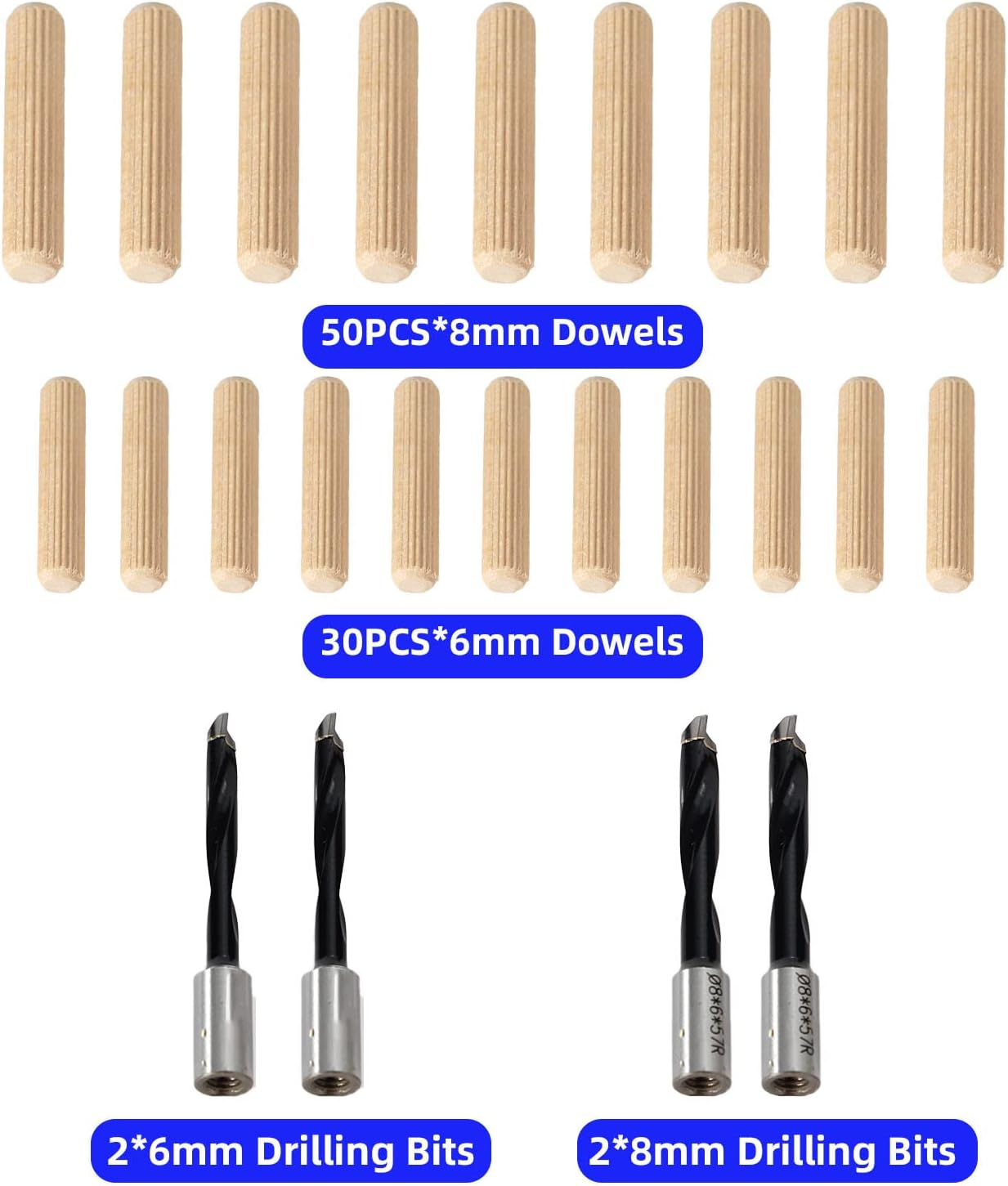 Igooo Dual-Spindle Doweling Jointer DJ710, 710W 230V 50Hz, UK/DE Plug, Wood Plate Joiner, 2X8Mm and 2X6Mm Drilling Bits, 80 Dowels image number 6