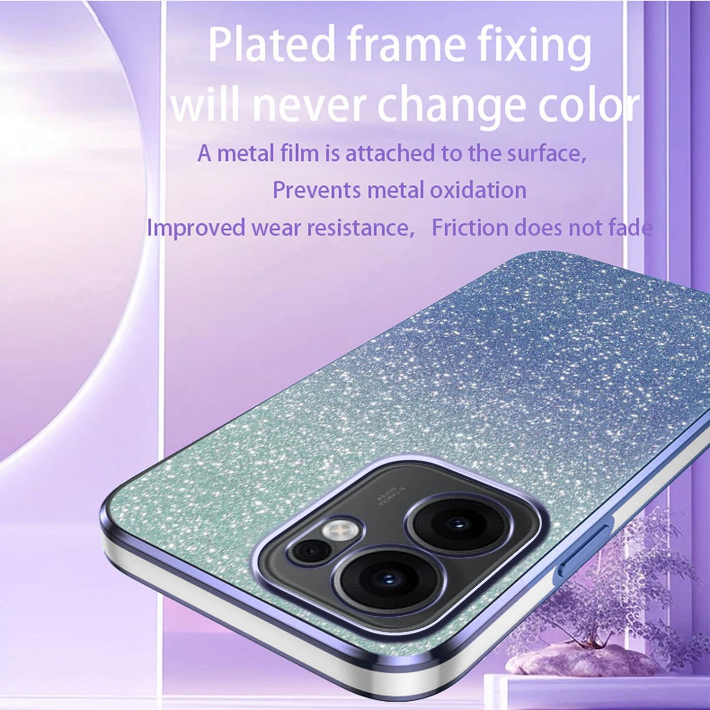 Panxcase Glitter Case for Oppo Reno 13 F 5G/4G - Transparent Glitter Girls Women Elegant Mobile Phone Case Transparent Bling Ultra Thin Shockproof Protective Case (Pink) image number 4