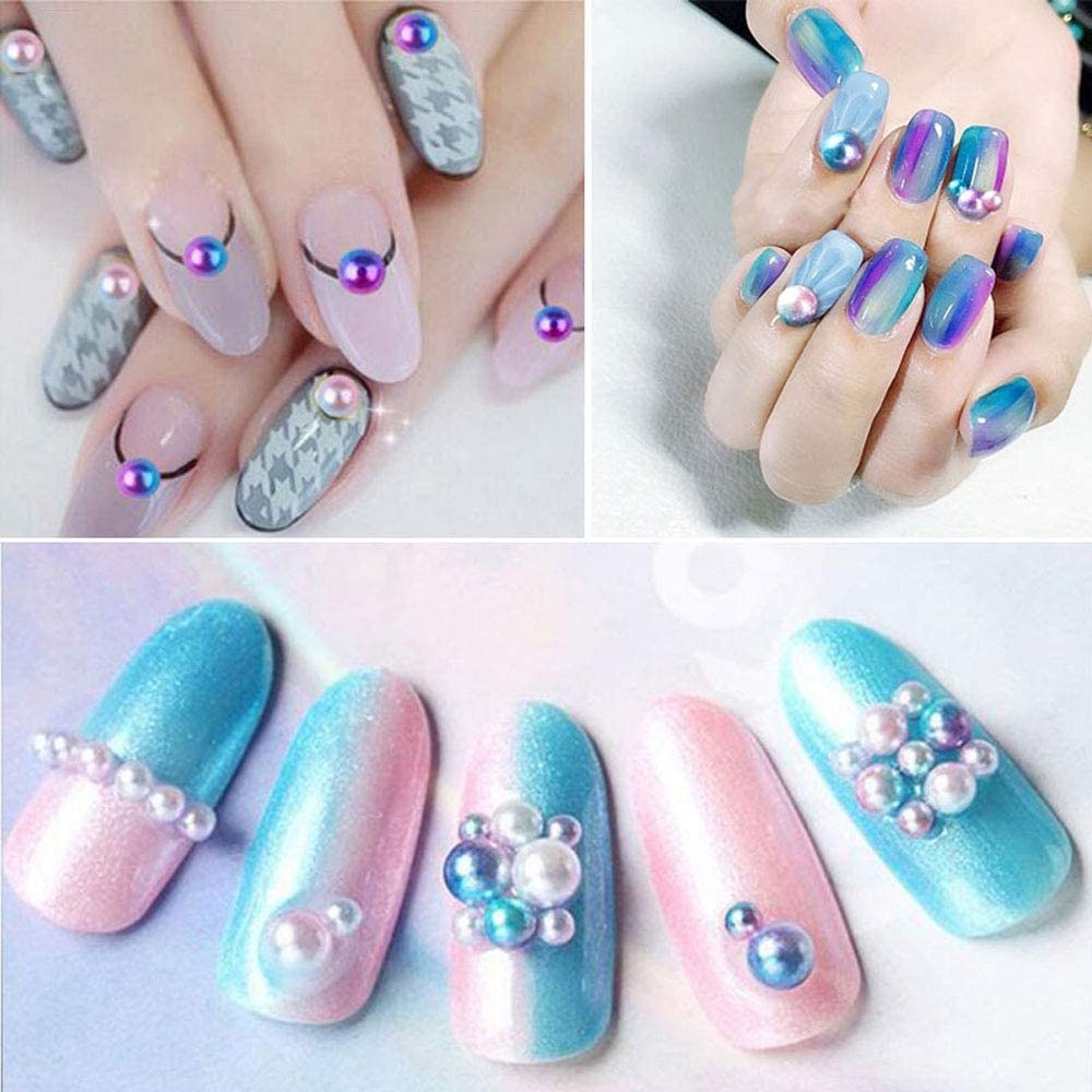 1100Pcs Abs Gradient Imitation Pearls Half round Beads Assorted Mixed Sizes 3 4 5 6 8Mm Flatback DIY Material image number 5