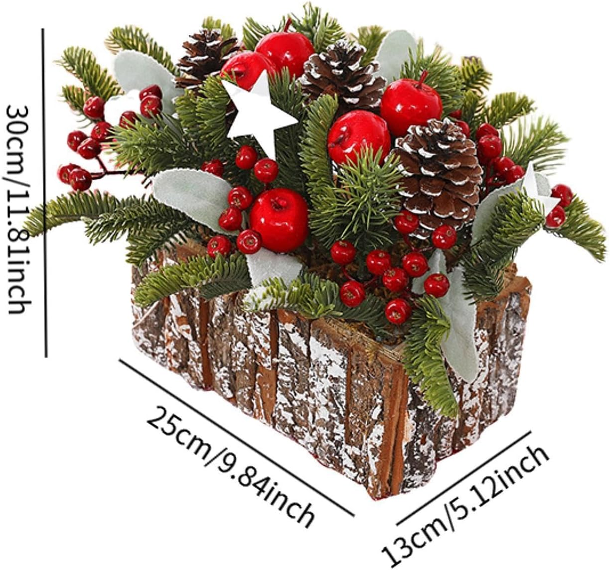 Christmas Centerpiece, Potted Christmas Tree, Christmas Table Decoration, Xmas Artificial Plants for Desk, Home Indoor, Red Fruit image number 6