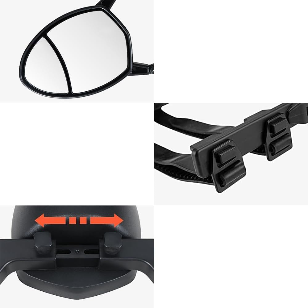 2 Pcs Mirror Extenders for Towing,Clamp-On Towing Mirrors,360 Degree Rotation Adjustable Dual View Tow Mirror,Universal Towing Mirror Fit Most Vehicle Car Truck, for Car Trucks Trailer image number 2