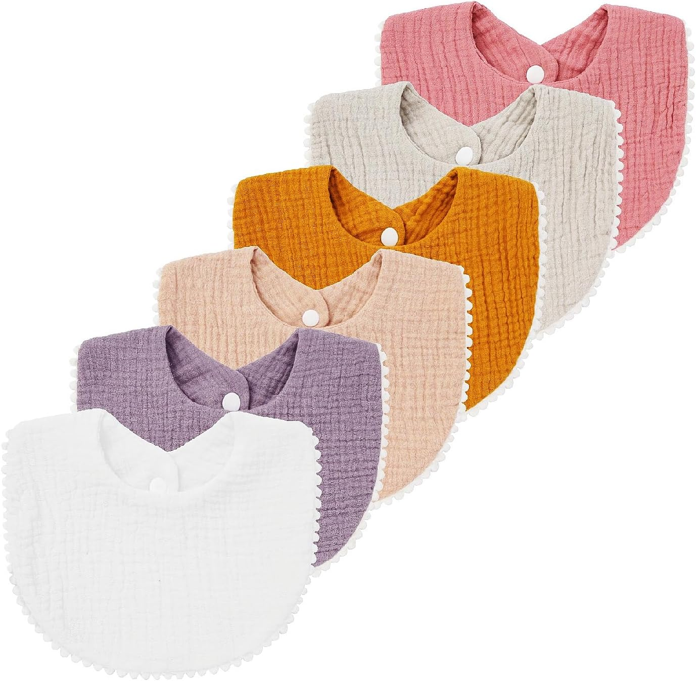 6 PACK Muslin Baby Drooling Bibs for Unisex Boys Girls Cotton Absorbent Feedig Teething Bandana Drool Bibs Scarf Bibs