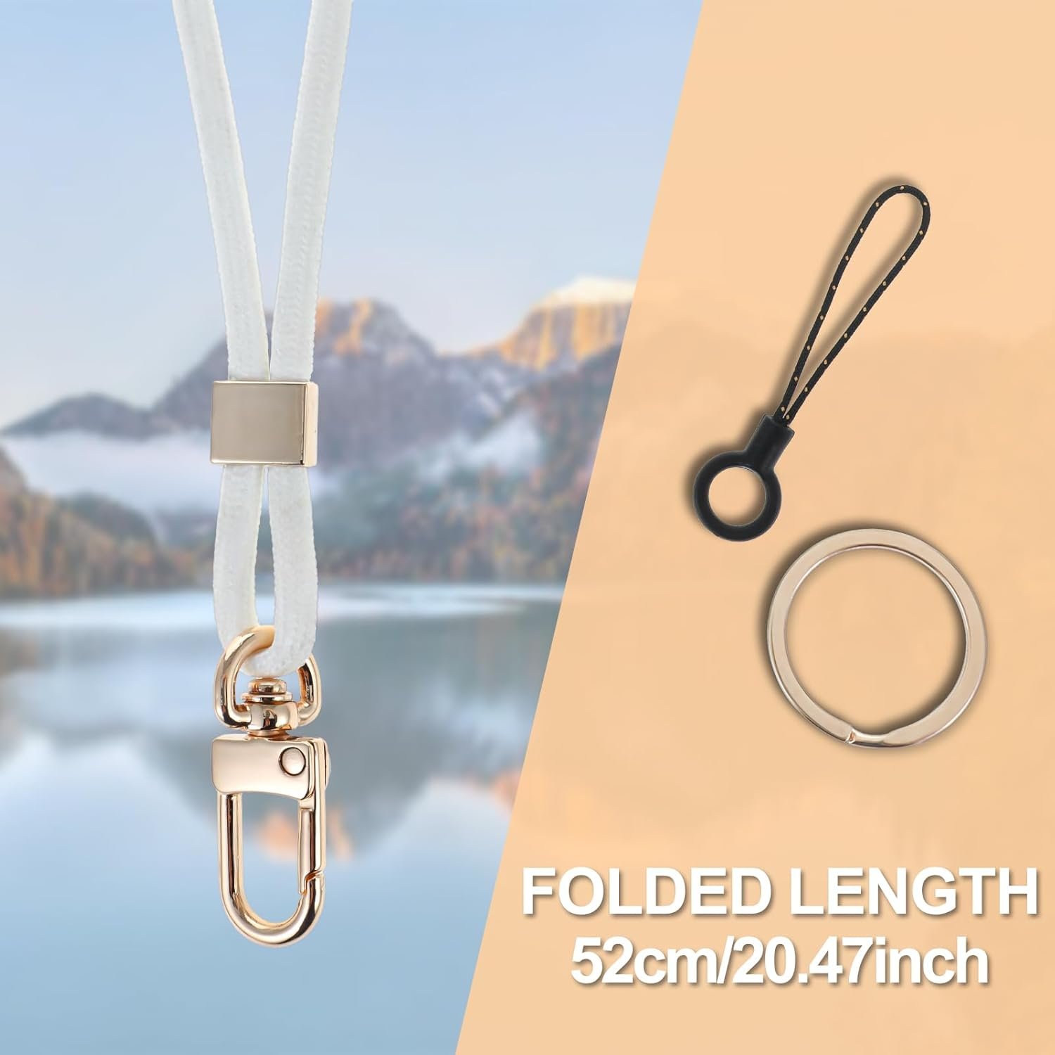 Badge Lanyard Set Adjustable Neck ID Card Holder Strap Aesthetic Name Tag Chain Breakaway Lanyard with Keychain Ring for Women Teacher Nurse Student Office Wallet Whistle Key Phone, White