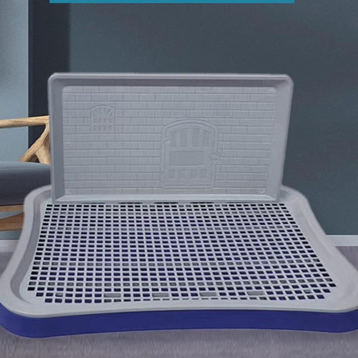 Leefasy Dog Potty Tray Training Toilet Mesh Grids Removable Urinal Dog Litter Box Pee Pad Holder for Dogs Cats Puppy Hamster Rabbit, Dark Blue Gray - Navy Gray image number 2