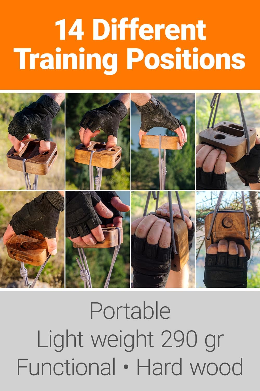 Portable Hangboard for Rock Climbing Holds,Fingerboard Trainer for Hand Grip Strengthener,Pinch Block Grip,Home Gym Fitness Workout Equipment -Hard Wood image number 1