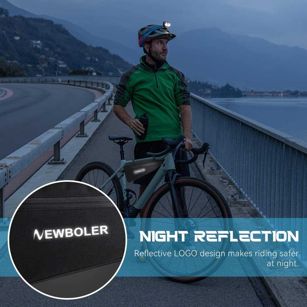 Kytpyi Bike Frame Bag, Bike Bag, 2L Large Capacity Bike Triangle Frame Bag, Waterproof Reflective Bicycle Handlebar Front Tube Saddle Storage Bag, Bike Triangle Bag for Mountain Bike Road Bike image number 6