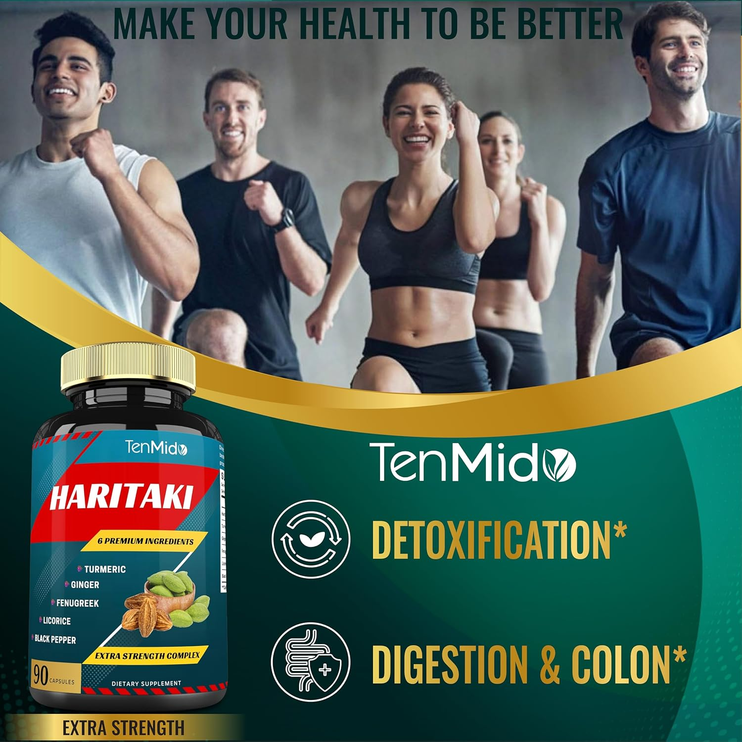 Haritaki Supplements Extract Capsules with Turmeric, Ginger, Fenugreek, Licorice, Black Pepper | Nourishes, Rejuvenates Body | 3 Months Supply, 90 Capsules image number 4