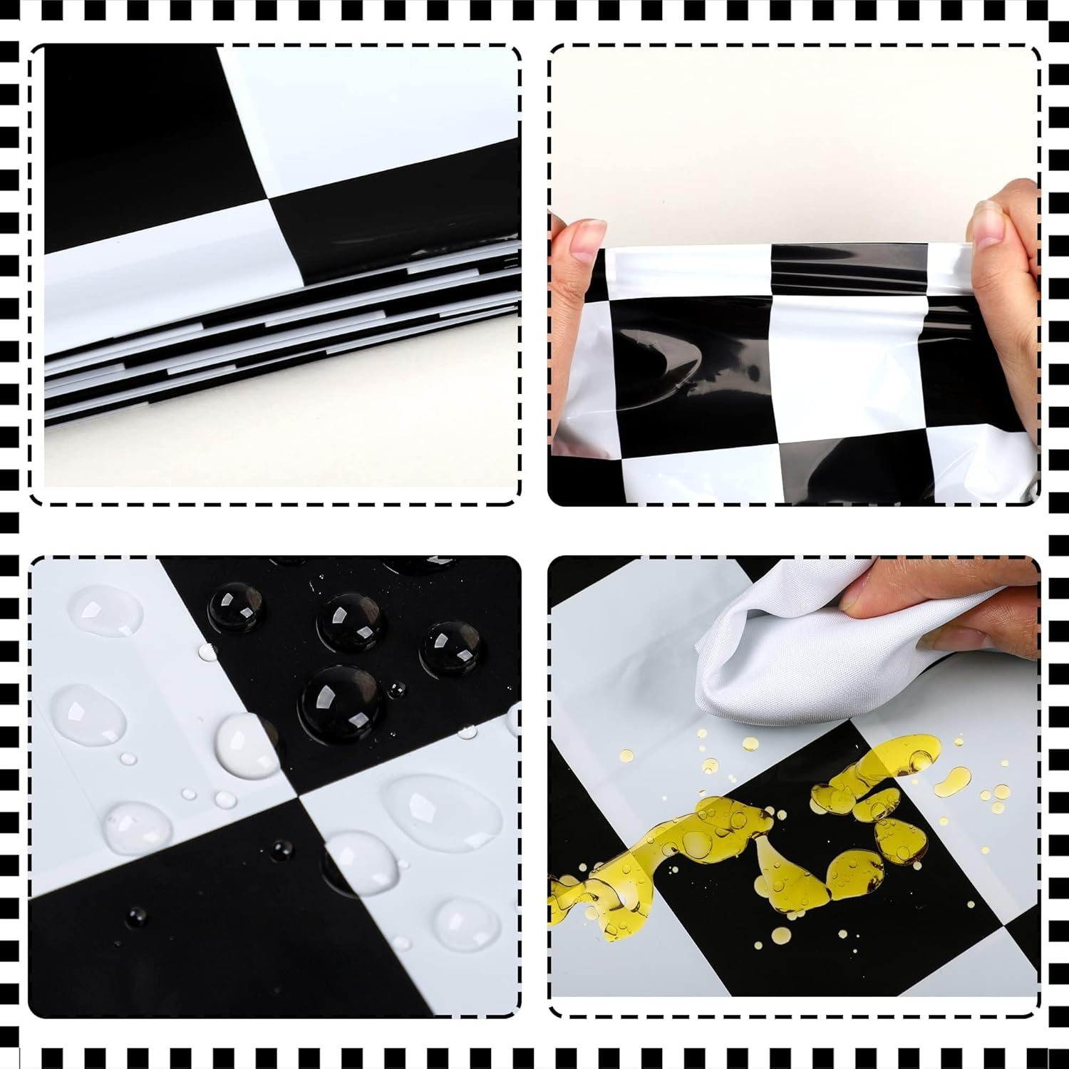 2 PCS Racing Car Plastic Tablecloths Car Theme Disposable Party Tablecloths Black Checkered Flag Table Covers Racetrack Rectangular Tablecloth for Boys Birthday Baby Shower Home Decor, 54 X 108 Inch image number 5